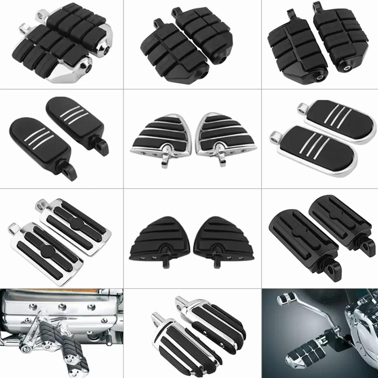Motocicleta Reposapiés Reposapiés Macho Universal Para Motocicleta 32mm 125" Pedal Delantero Y Trasero De Goma(Estilo10)