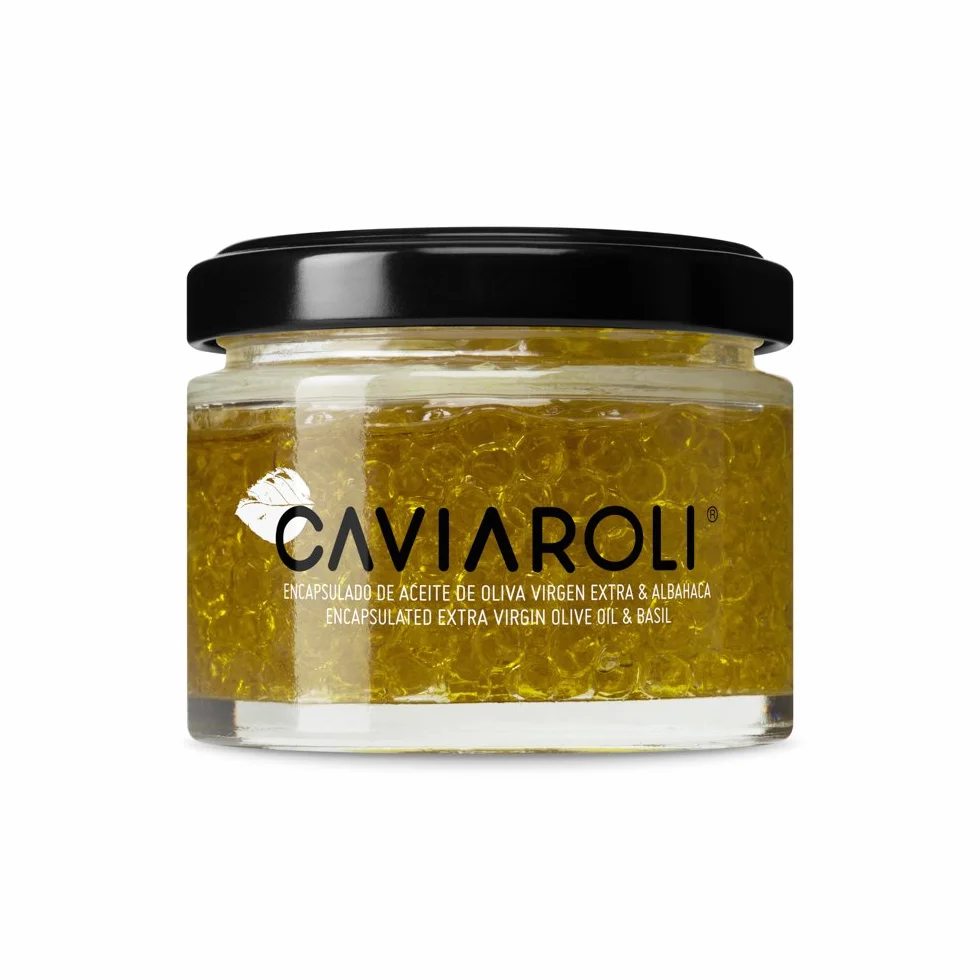 Caviaroli Encapsulado de Aceite de Oliva Virgen Extra con Aroma de Albahaca Perlas Gourmet 50 g