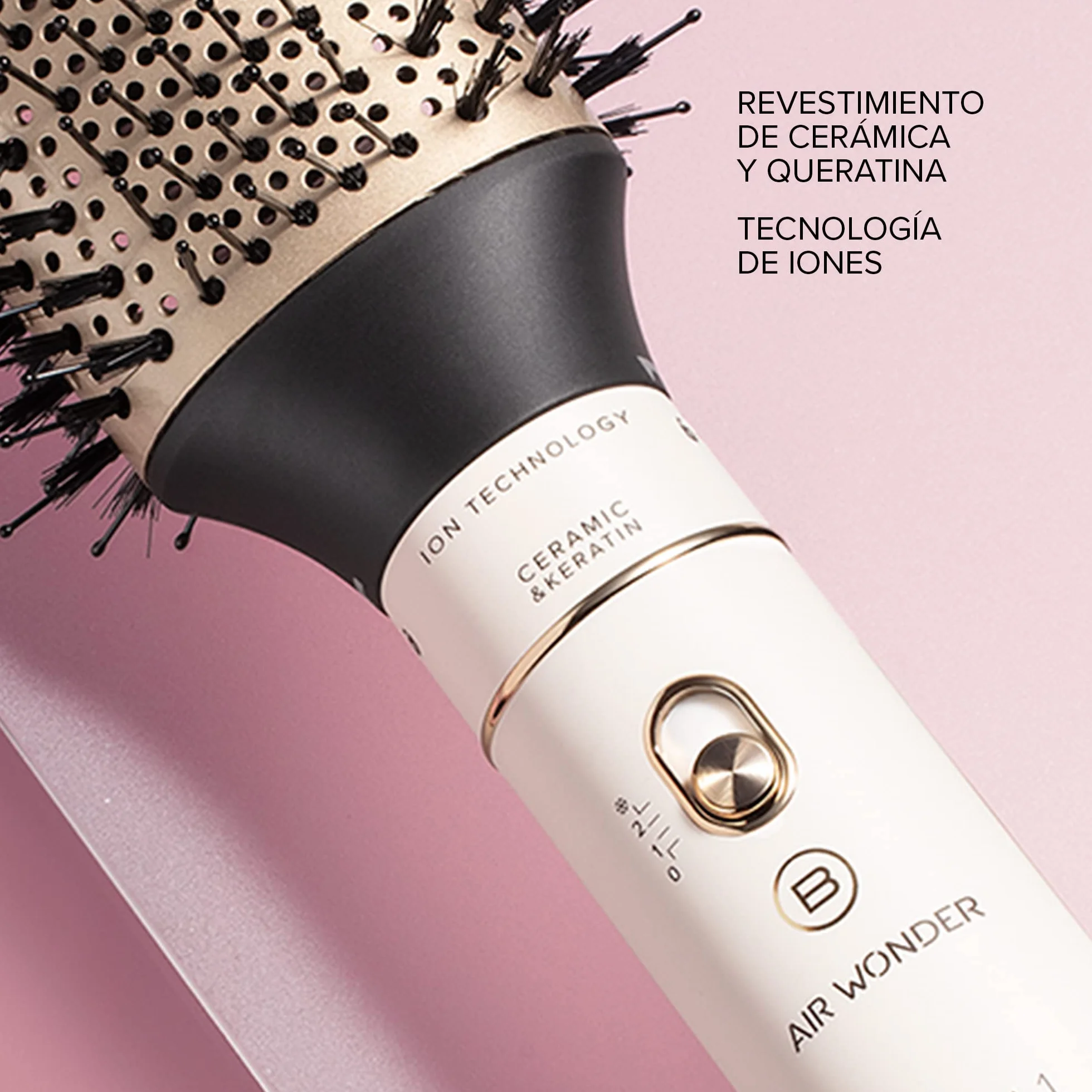 Bellissima Imetec Air Wonder Moldeador Cepillo de aire caliente 1000 W 8 Accesorios Blanco Satinado