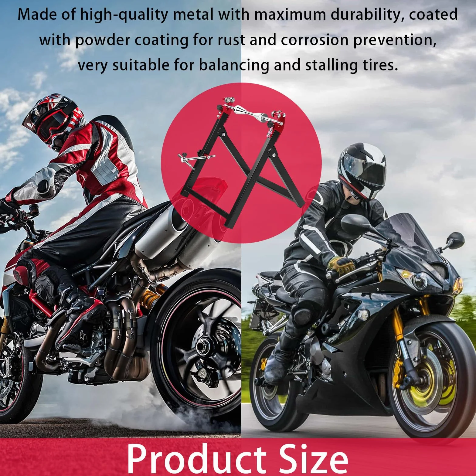 Balanceadora de Neumáticos, Soporte de Equilibrio de 34,2 * 37,2 * 39 cm para Ruedas de Motocicleta con Accesorios de Instalación, Soporte de Centrado de Hecho para Neumáticos de 5 * 23 Pulgadas