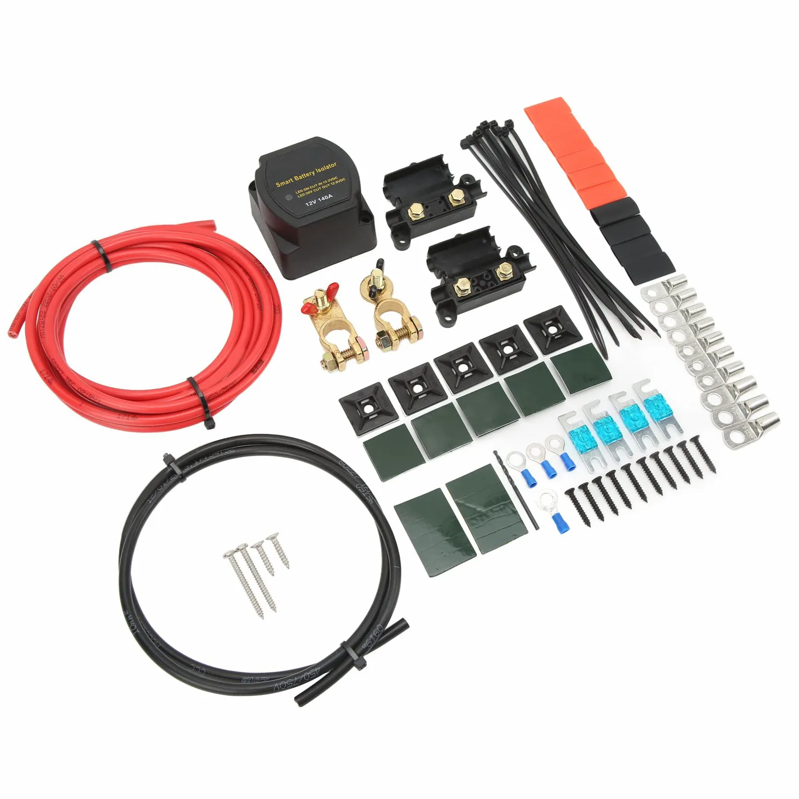 Kit Aislador de Batería Dual de 140 Amperios para Automóviles, Vehículos Recreativos, Camiones y Barcos - Relé Sensible Al Voltaje
