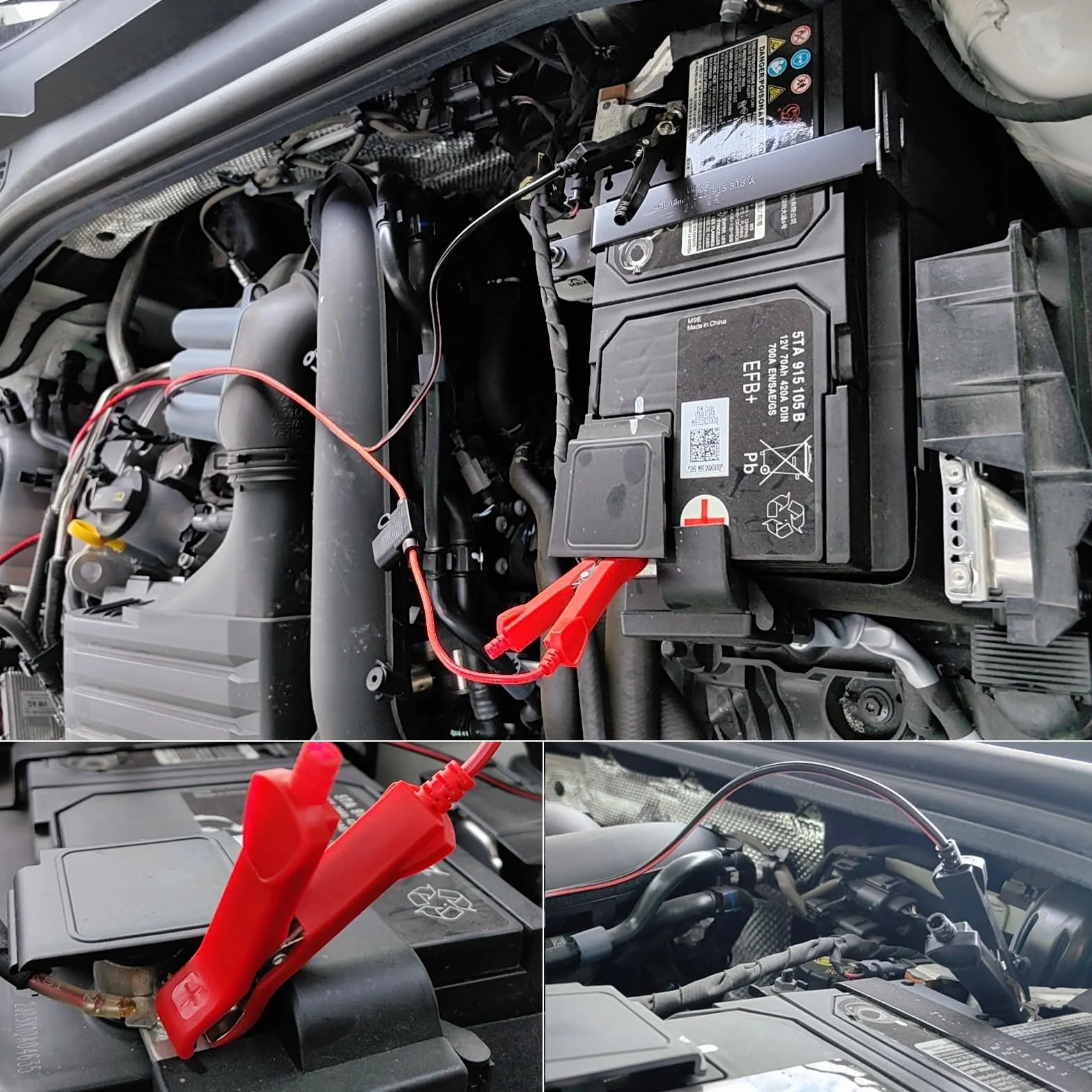 Thlevel Cable de Extensión de Coche Alargador Mechero Coches 12V 24V Pinza de Cocodrilo Eléctrica 3 Metros 16AWG con Fusible de Protección para la Batería Portátil Compresores Inversor