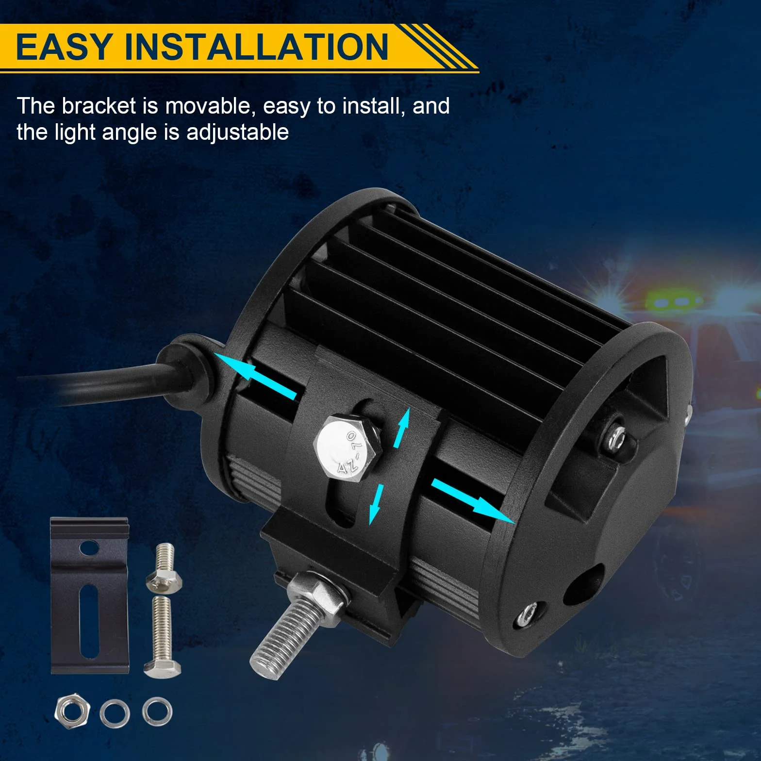 Willpower 2 barras de luz LED de trabajo de 36 W de 4 pulgadas, 12 V, 24 V, focos LED, impermeables, triple fila, luces de conducción todoterreno, lámparas de trabajo antiniebla para camión, tractor