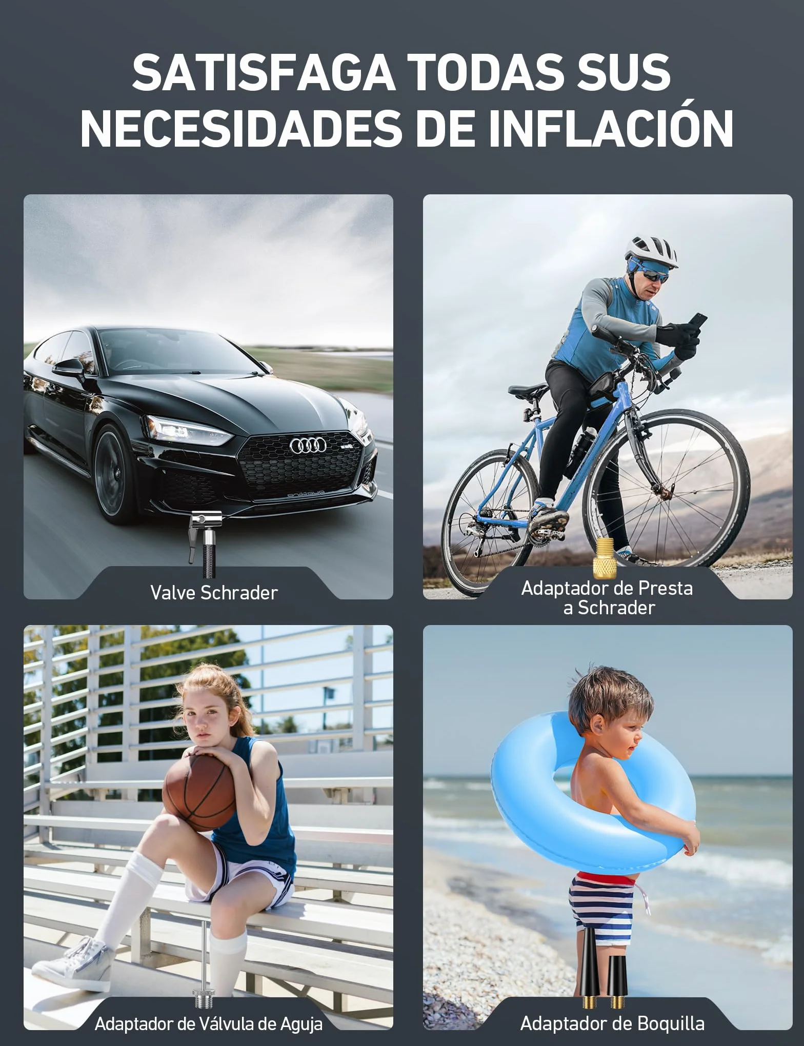 AstroAI Inflador Ruedas Coche Digital 12V, Compresor Aire Portátil 150 PSI, Hinchador Neumáticos Eléctrico Multiuso con Pantalla LCD y Luz LED Apagado Automático para Coche, Bicicleta, Moto y Etc.