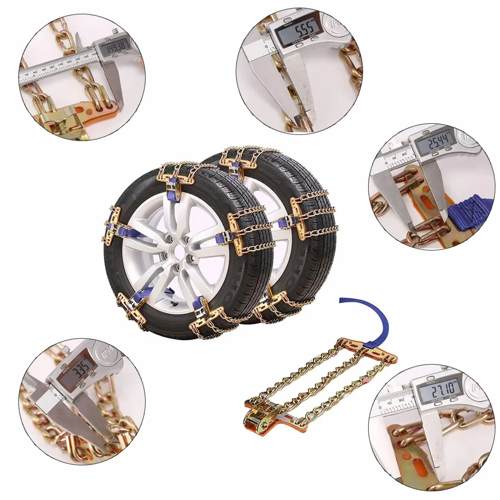 Cadenas de Nieve, Cadenas Antideslizantes para Neumáticos, Universales para Coche, SUV y Camiones, Acero Endurecido