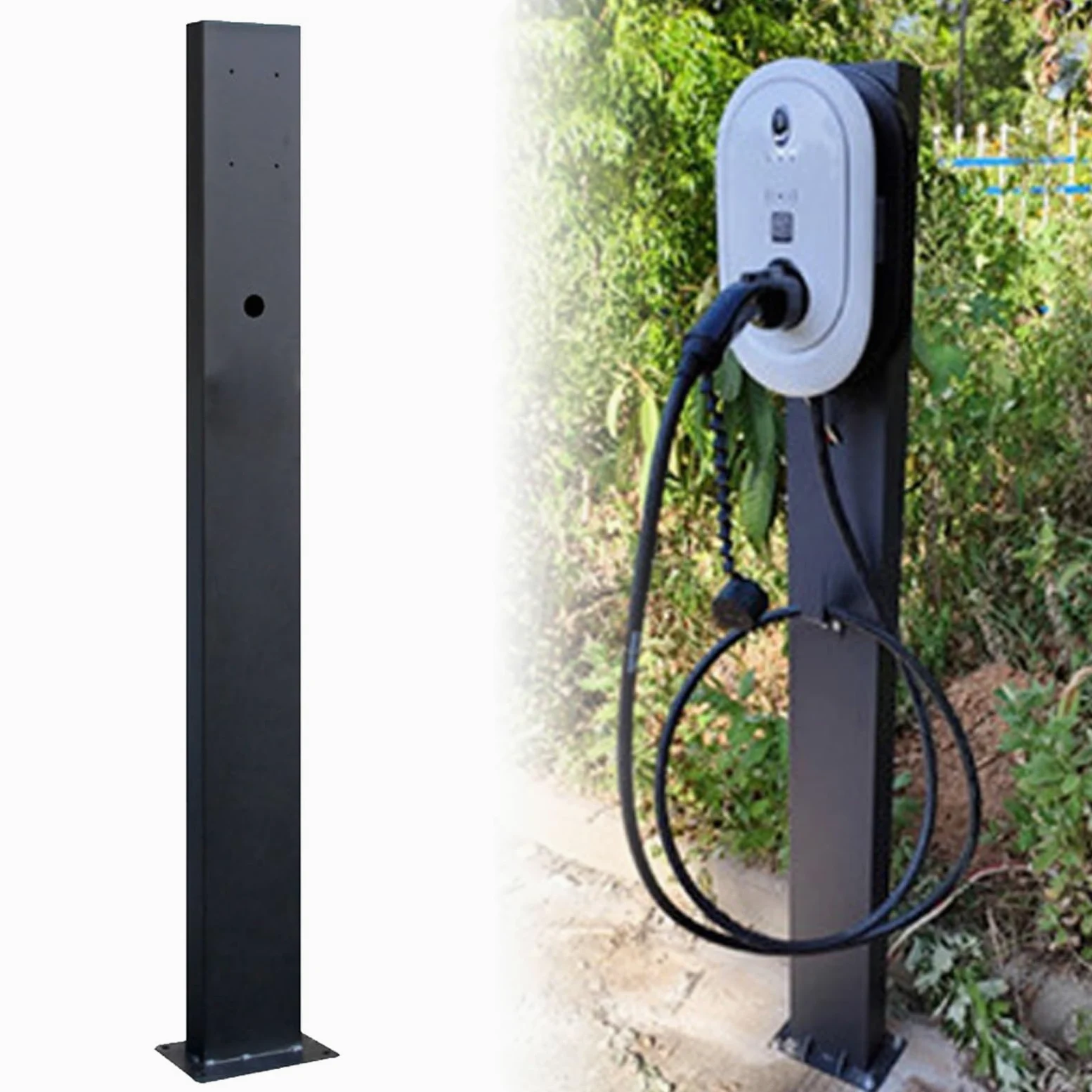 Estación de pedestal de carga EV, poste de carga de vehículos eléctricos, soporte de conector de pared para vehículos de nueva energía, base resistente para uso doméstico y comercial