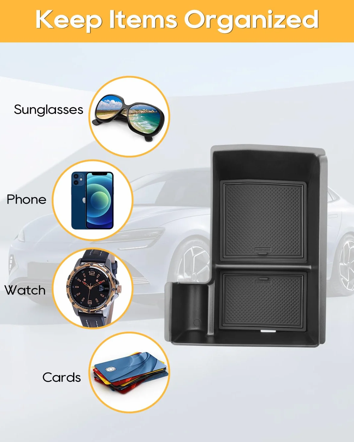 LFOTPP Compatible con BYD Seal U EV/DM-i 2024-2025 Caja de almacenamiento para consola central, reposabrazos central, guantera, bandeja organizadora con alfombrilla antideslizante