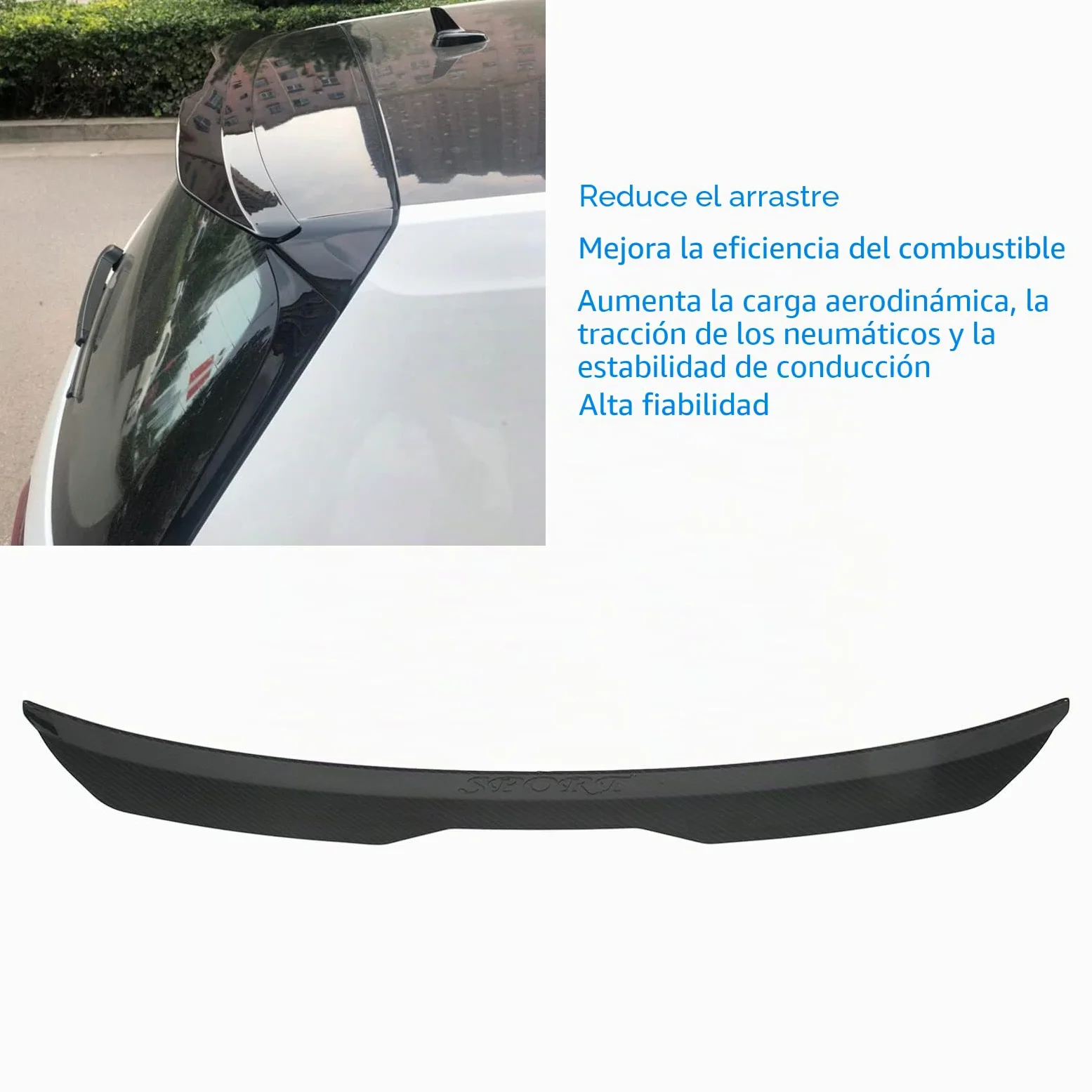 Alerón Trasero Universal para Coche, Alerón de Techo ABS para MK1-MK7 (2000-2022), Estilo de Fibra de Carbono