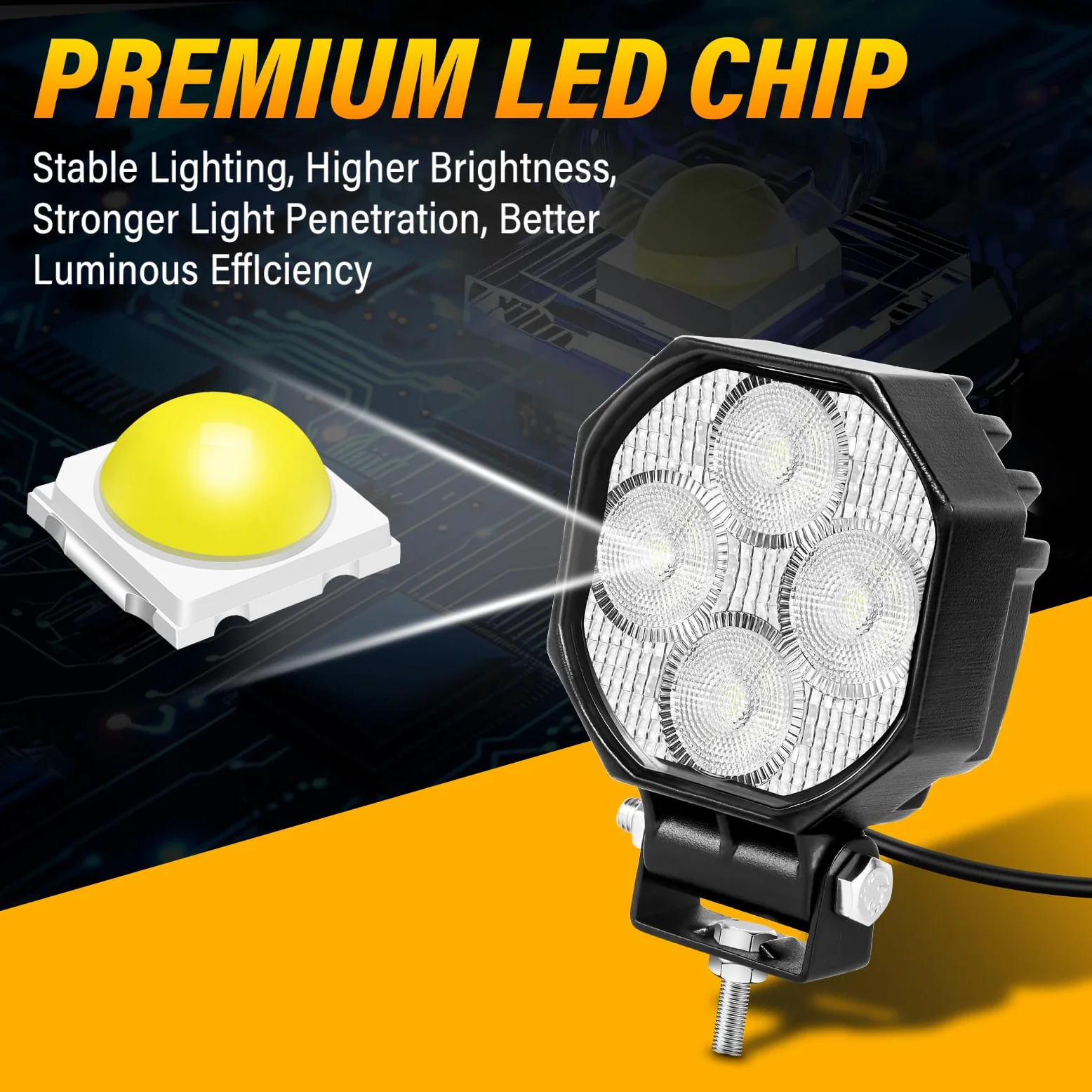 AUXTINGS 10 Piezas 7 cm Lámpara de Trabajo LED inundación,16W 1600 lúmenes | 6000K blanco Barra de luz LED vehículos todoterreno, camiones SUV 4x4 tractores y faros antiniebla,impermeable