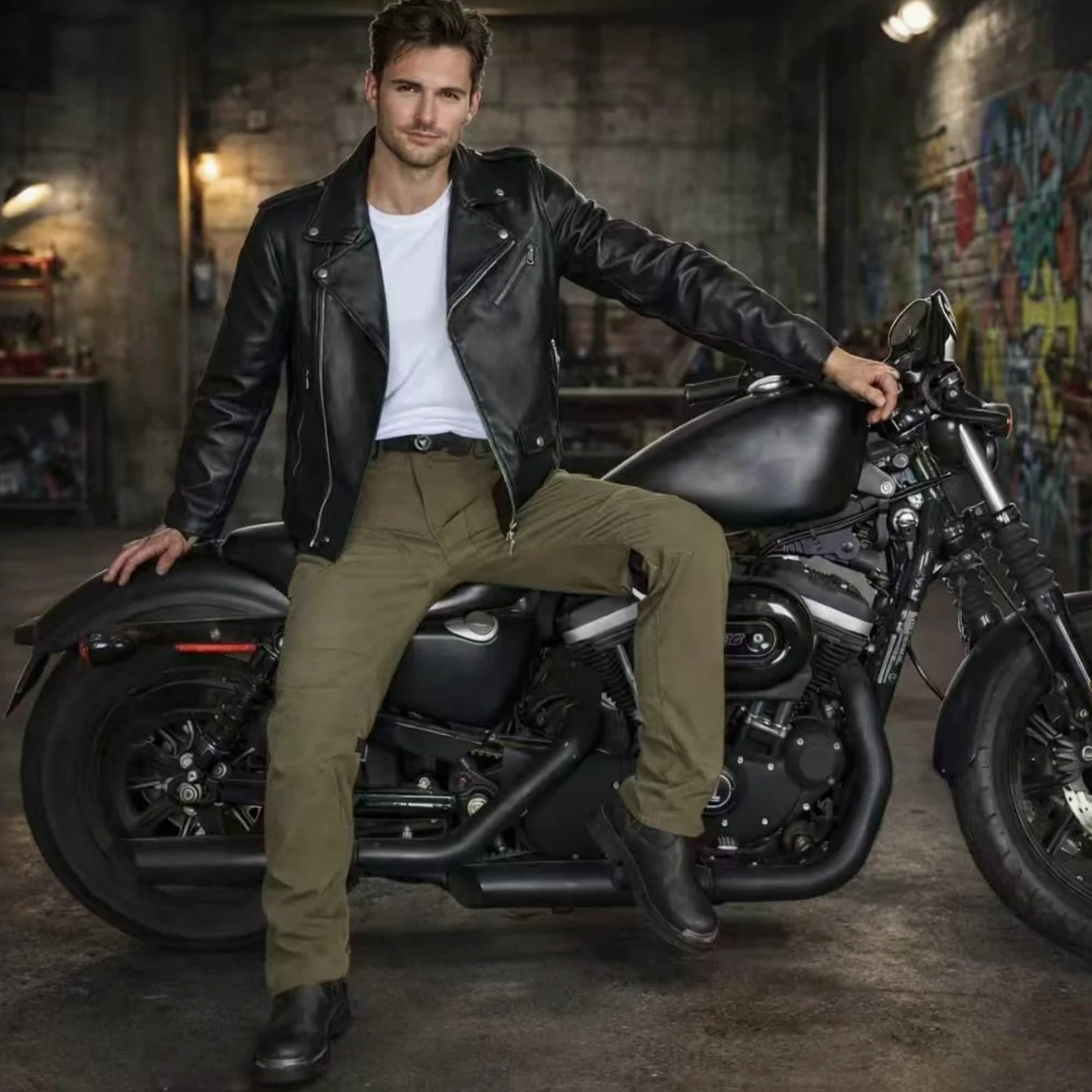 Pantalón Moto Hombre Homologado con Protecciones CE Honeycomb – Ajustables y Fijables, 97% Algodón Elástico, Urbano 4 Estaciones, Ligeramente Impermeable y Reflectante