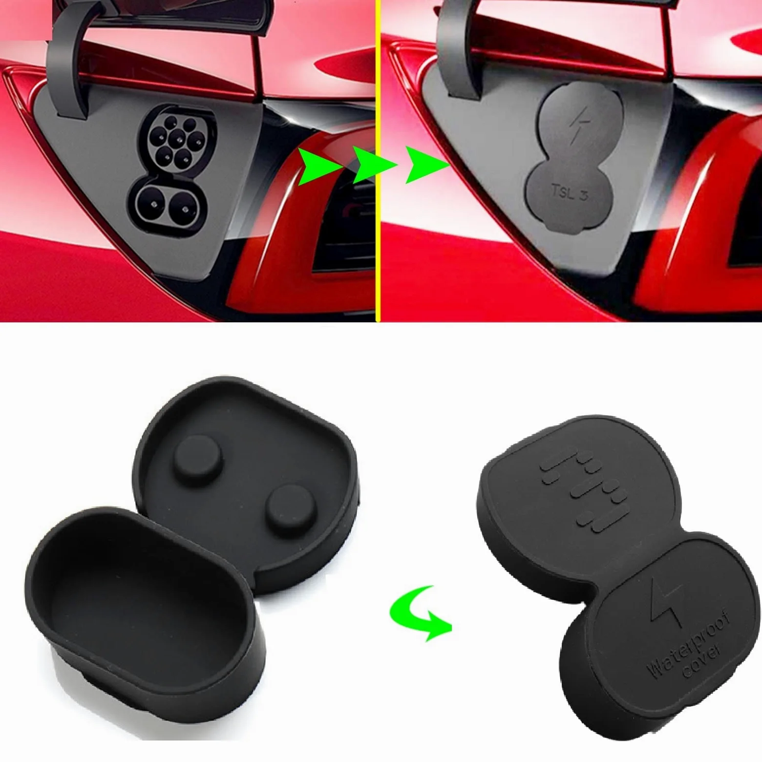 Bavooty Tapón de Protección para Conector DC,Funda Protectora para Tesla,Antipolvo para Puerto de Carga de Coche,para Tesla Model 3 Perfectamente Ajustada Hecha de Goma, Resistente al Agua y al Polvo