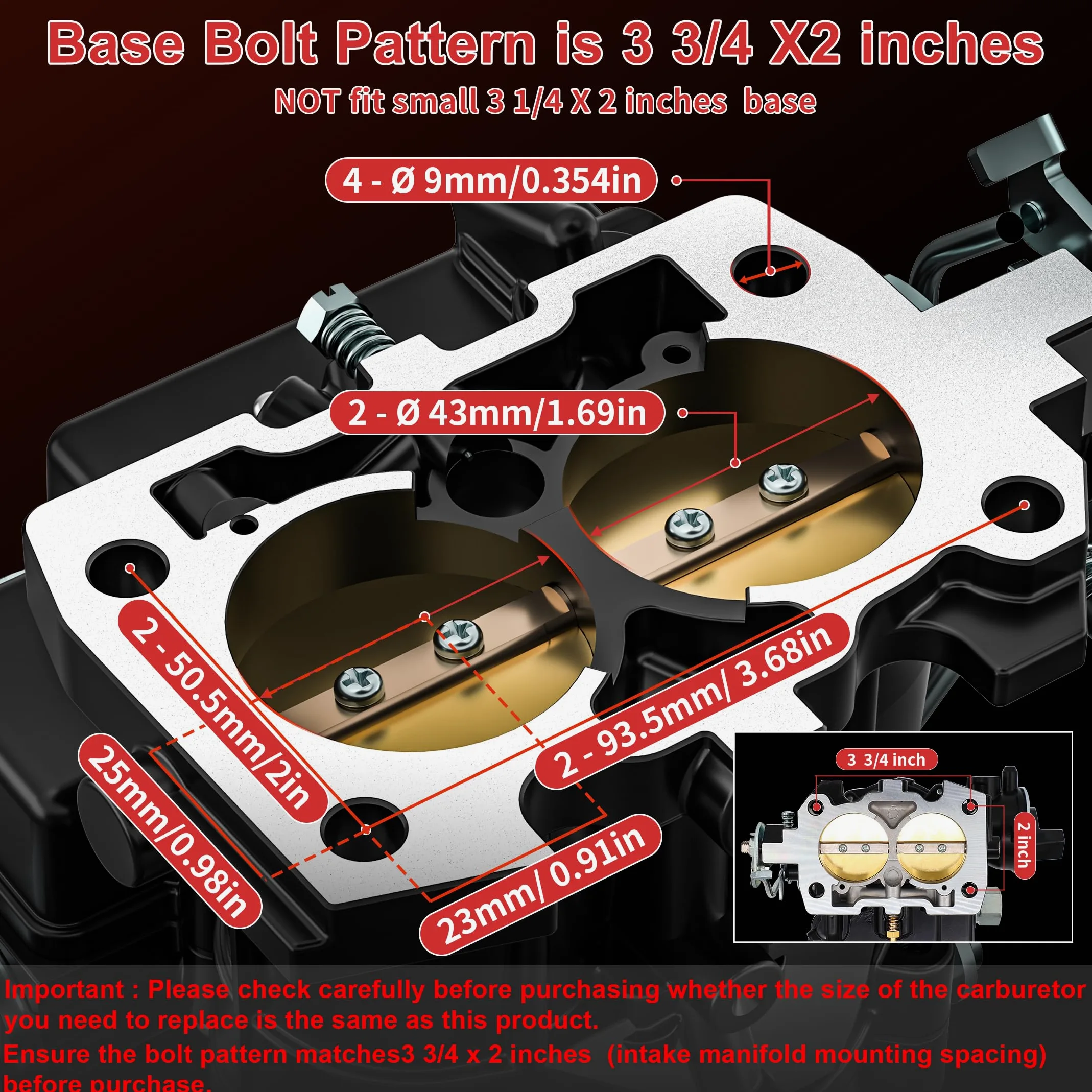 Nuevo carburador marino para Mercruiser 3.0 Carburador de 2 barriles para Mercury Mercarb 3.0L 2.5L motor de 4 cilindros con chorros y junta con estrangulador eléctrico de enlace largo