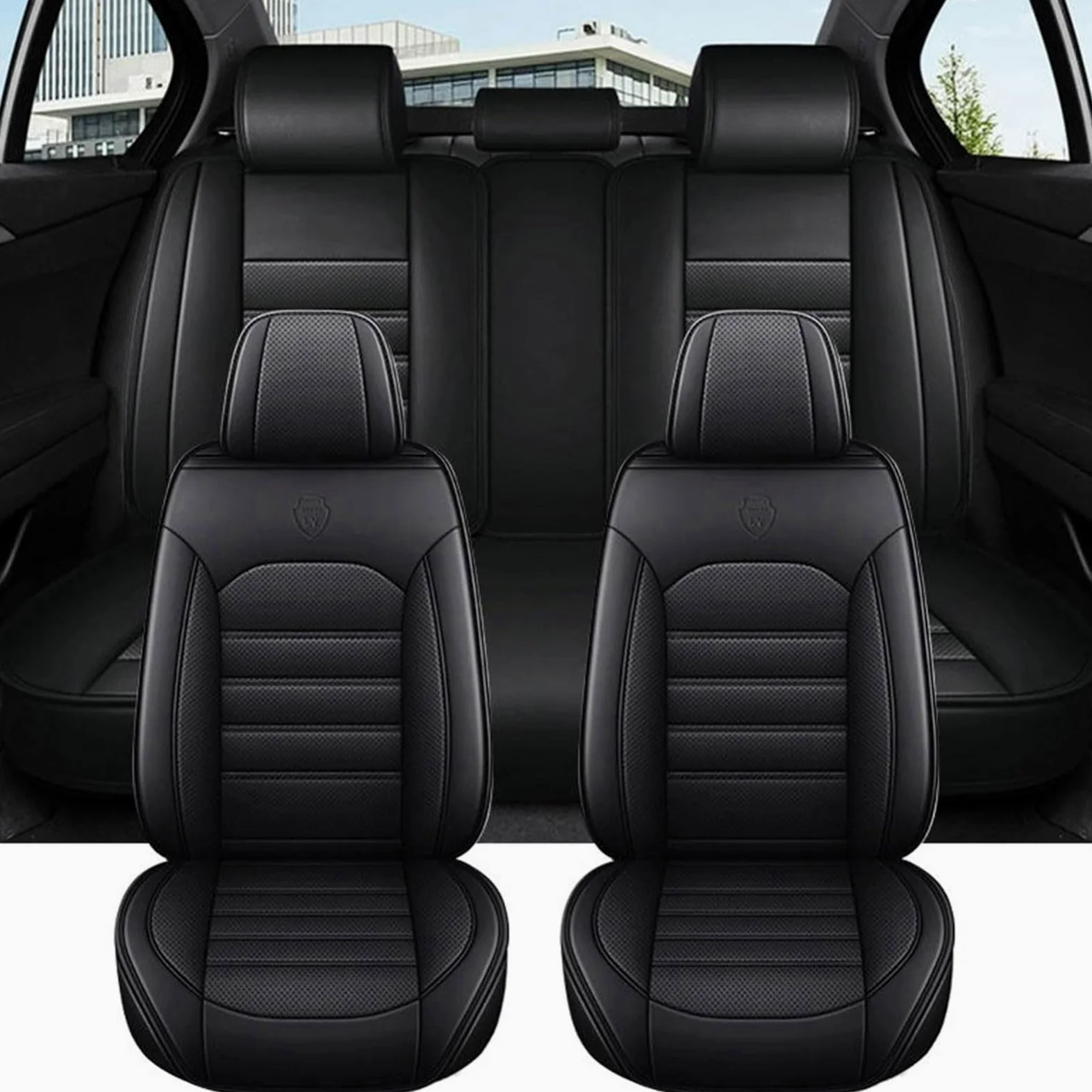 5 Unidades Fundas Asientos Coche para Kia Sportage 2020-2025, Fundas Asientos Coche de uero PU Dobladillos Elásticos Funda Universal Accesorios Interiores Automóviles, para interior de automóviles