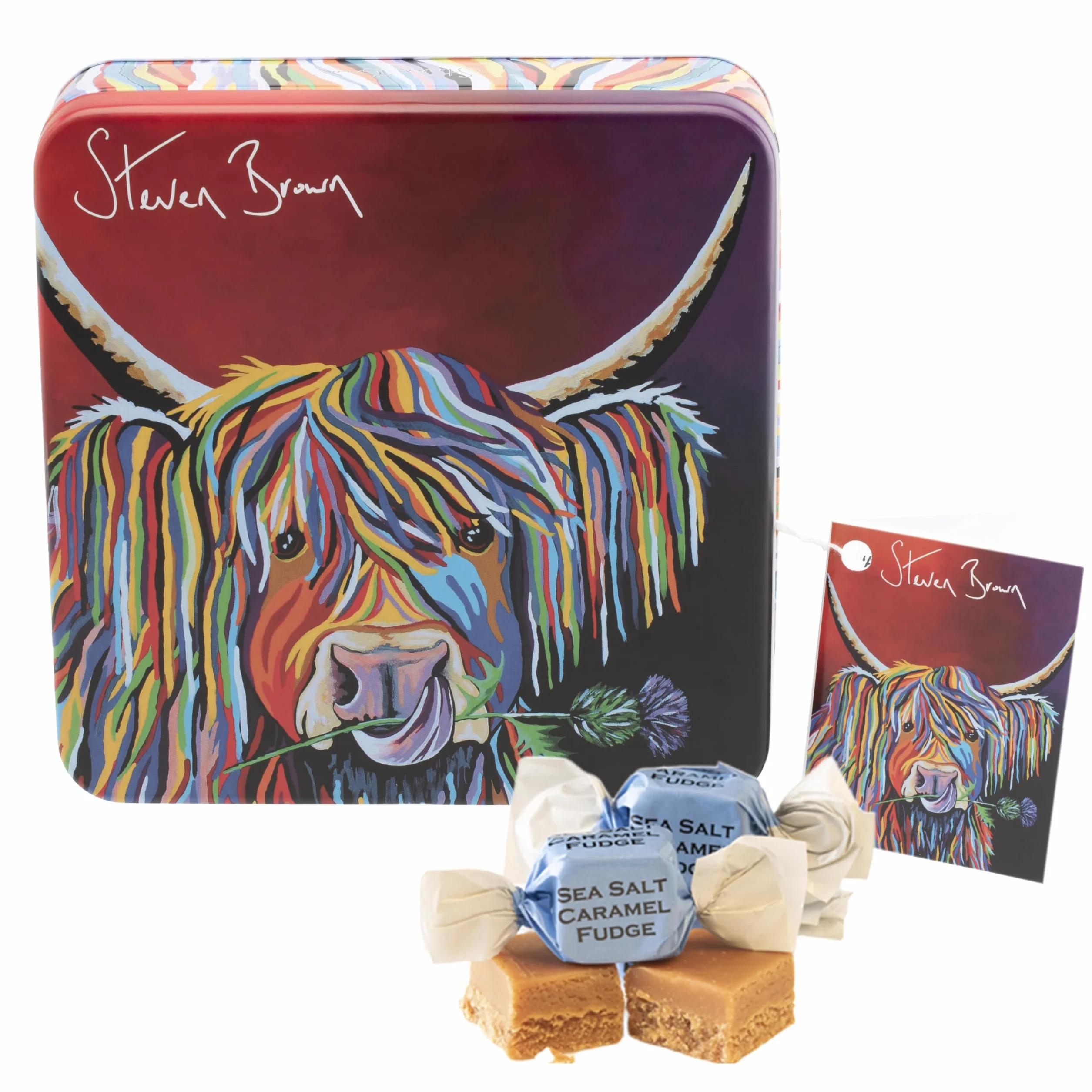 Gardiners of Scotland Steven Brown Lizzie McCoo tin of salted caramel fudge