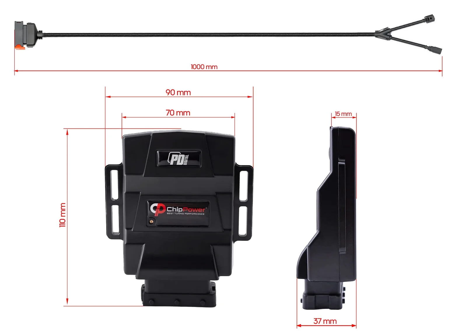 ChipPower Chip de Potencia PDd al coche para Volkswagen Transporter T5 Mk5 V 1.9 TDI 75 kW 102 CV 2003-2015 Tuning Box Diesel ChipBox Más Potencia del Coche y Menor Consumo de Combustible