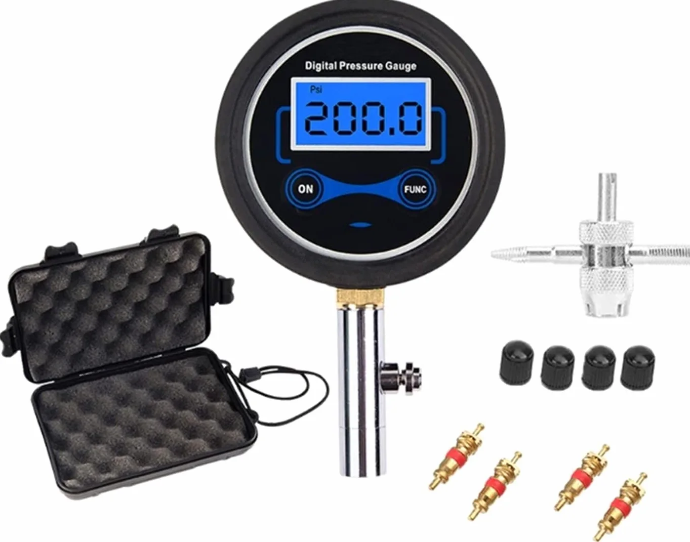 Inflador de neumáticos de Aire para Bicicleta de Coche con manómetro Digital 200PSI LCD presión (F)