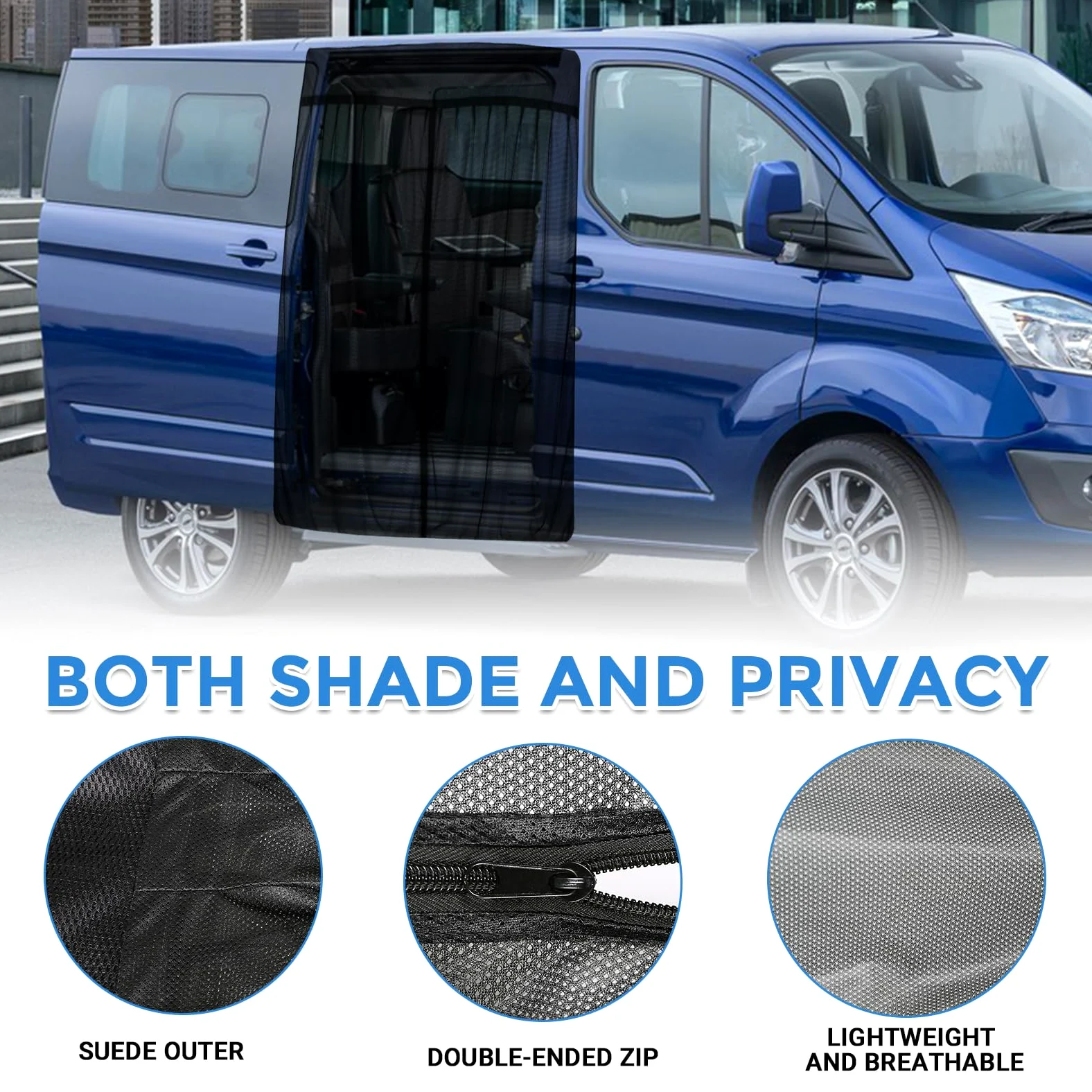Mosquitera de Coche Reemplazo para Ford Transit Custom/Campervans, Mosquitera para Puerta Lateral de Coche, Mosquitera Magnética de Una Sola Capa para Acampar