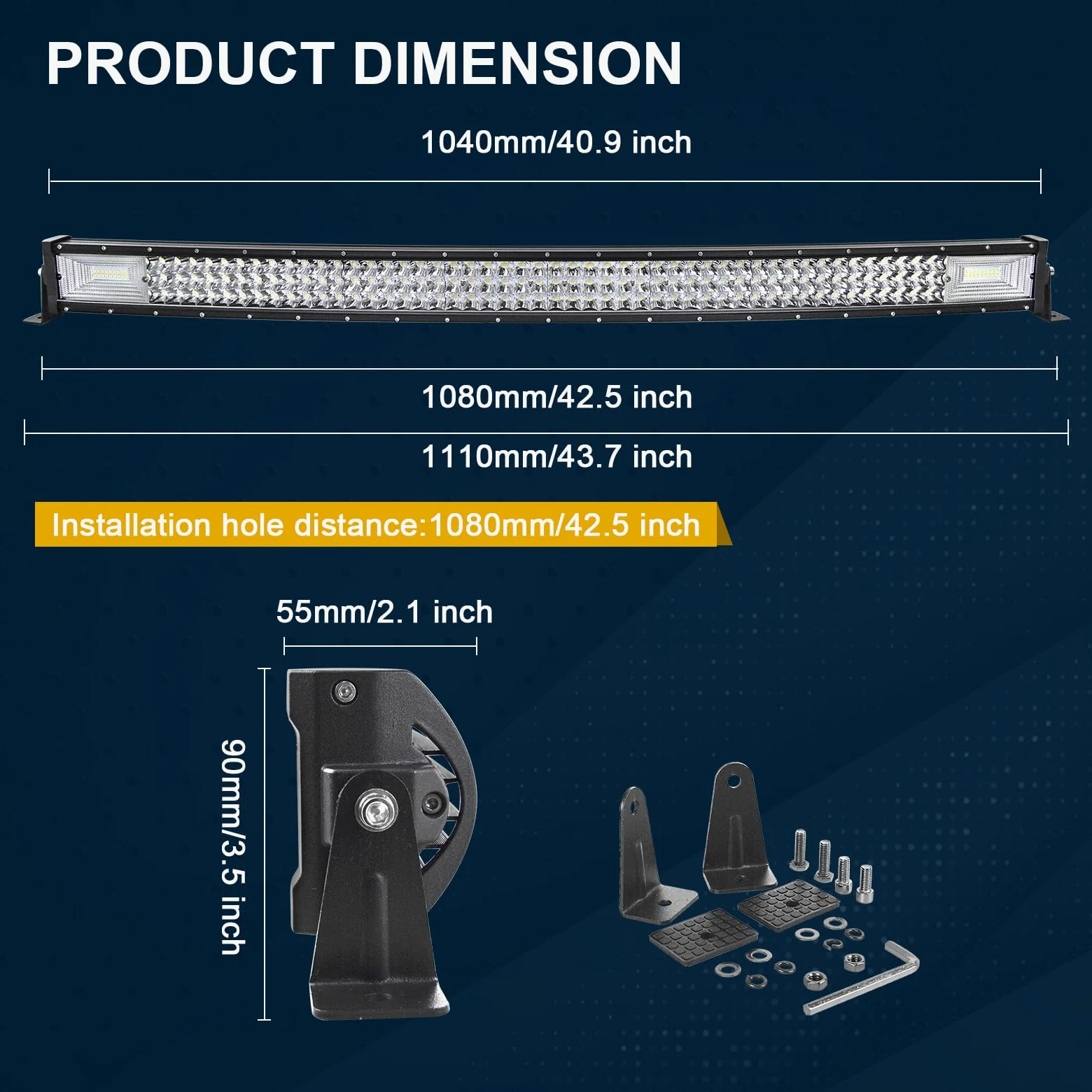SKYWORLD Barras de luz LED curvadas, 42 pulgadas 106.7 cm 540W Combinación de inundación de punto de triple riga Viga Luz de niebla de conducción todoterreno para camión todoterreno 4WD ATV 4x4 Pickup