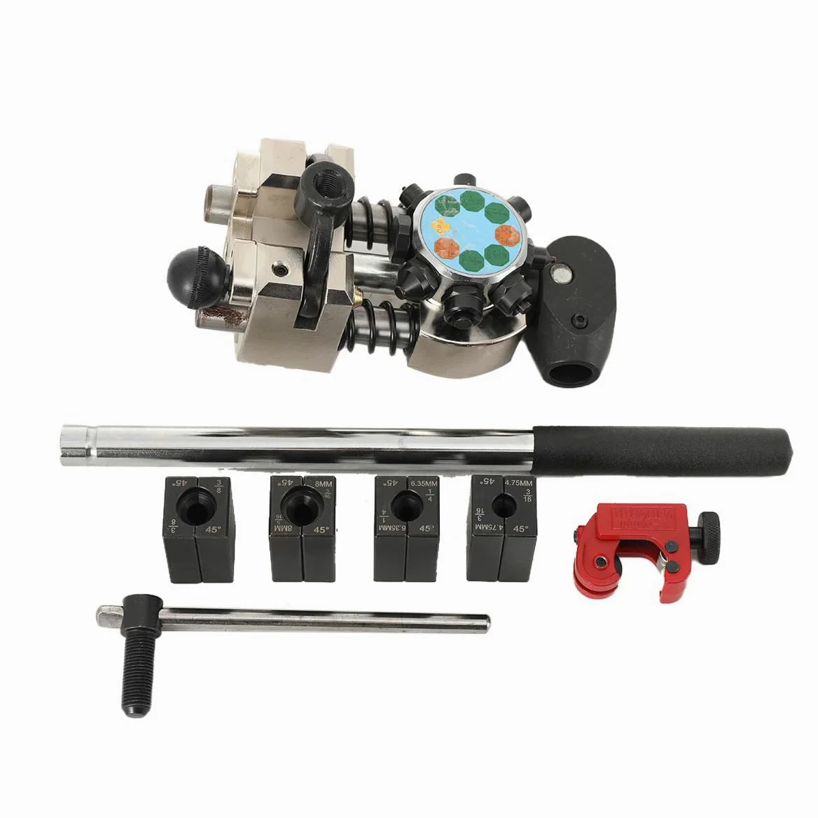 Herramienta de Abocardado para Tubos de Frenos, Herramienta para Abocardar Líneas de Freno, para Abocardado Simple, Burbuja y Doble (Ø3/16, 1/4", 5/16", 3/8")