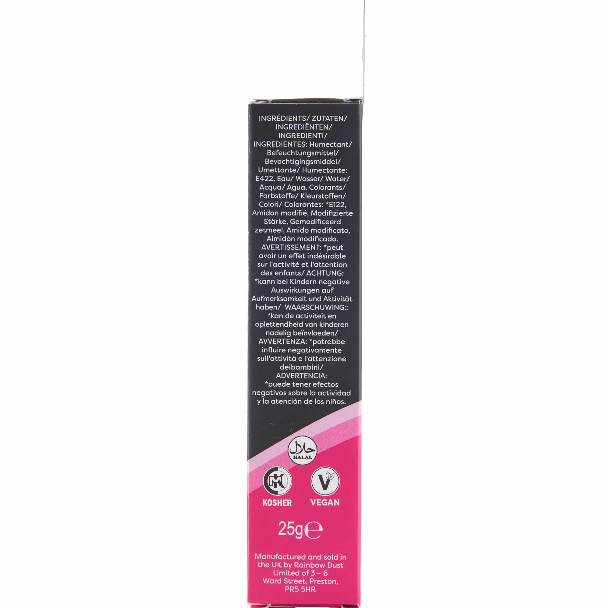 Colorante alimentario profesional Rainbow Dust ProGel Rosa 25g