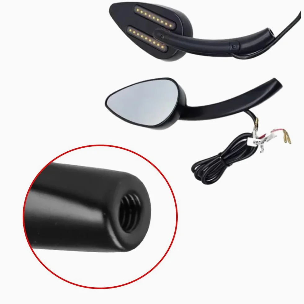 Baceyong Espejo retrovisor lateral para manillar de motocicleta, con intermitentes LED, compatible con motocicletas con puntos de fijación de 8 o 10 mm, color negro