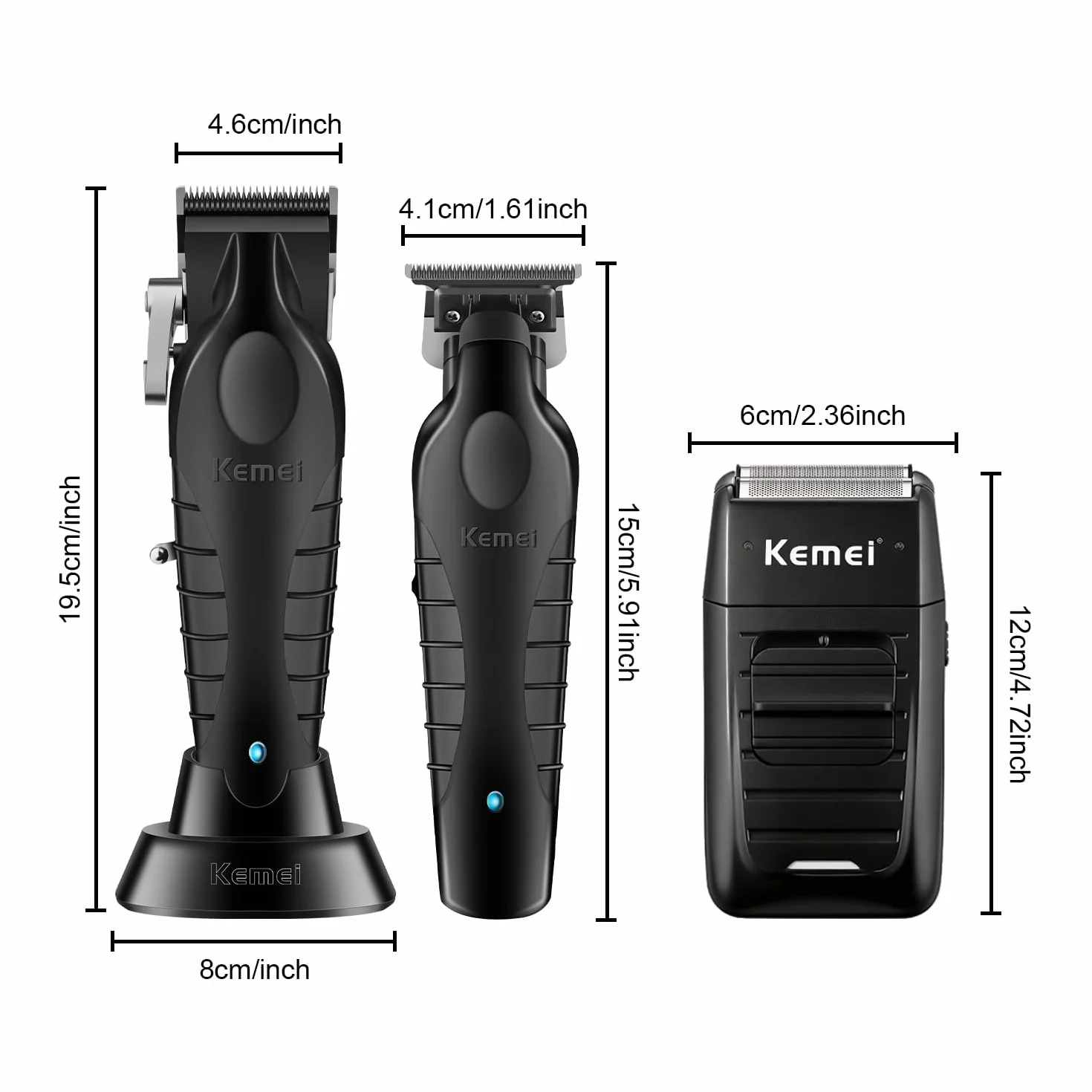 KEMEI Cortapelos Eléctrico Inalámbrico Hombre Máquina Cortar Pelo Trimmer Hoja en T