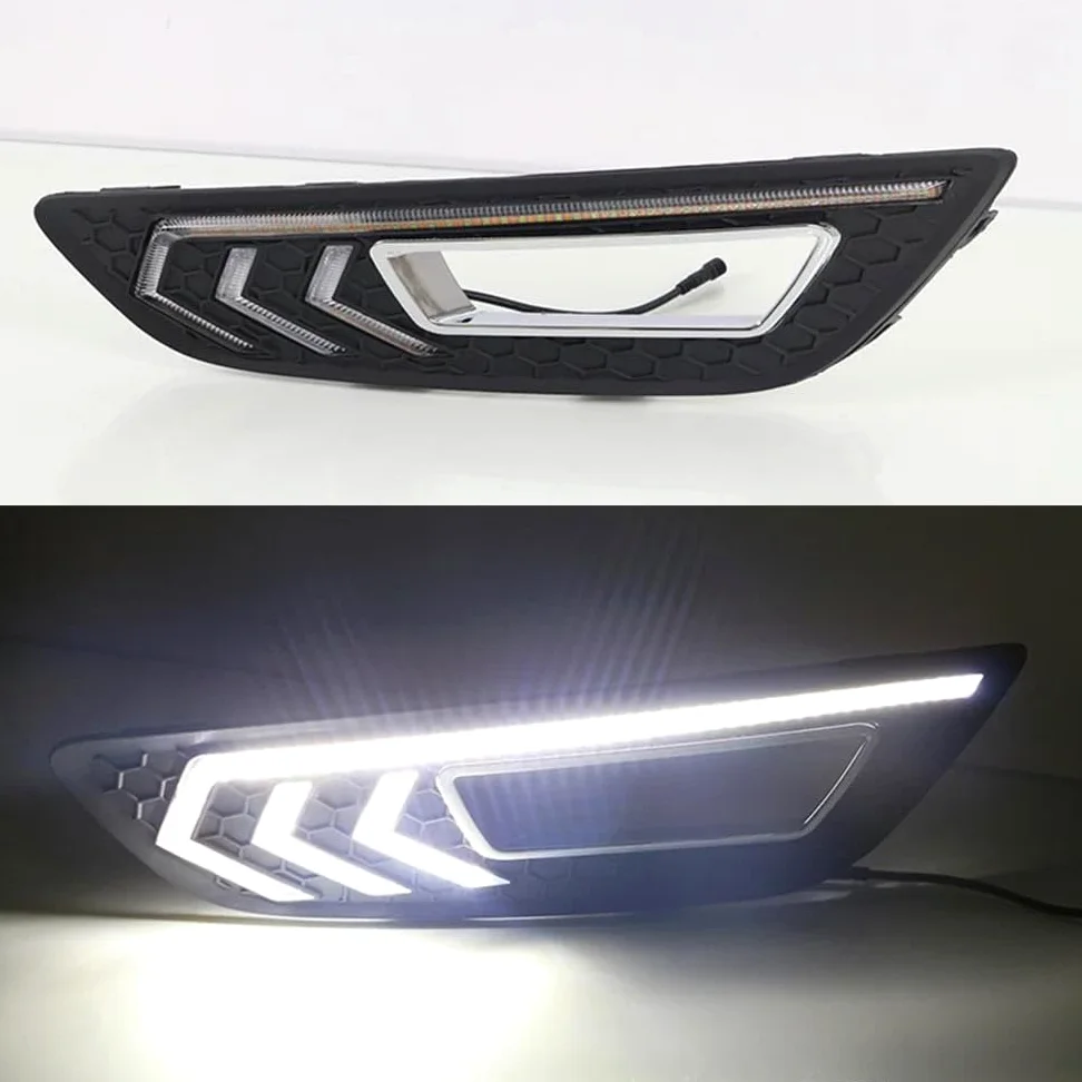 Lámpara Luz Antiniebla Luces Diurnas LED DRL con Luz Diurna Y Luz Antiniebla Amarilla para F&ORD para Focus 3 Mk3 2015 2016 2017 2018