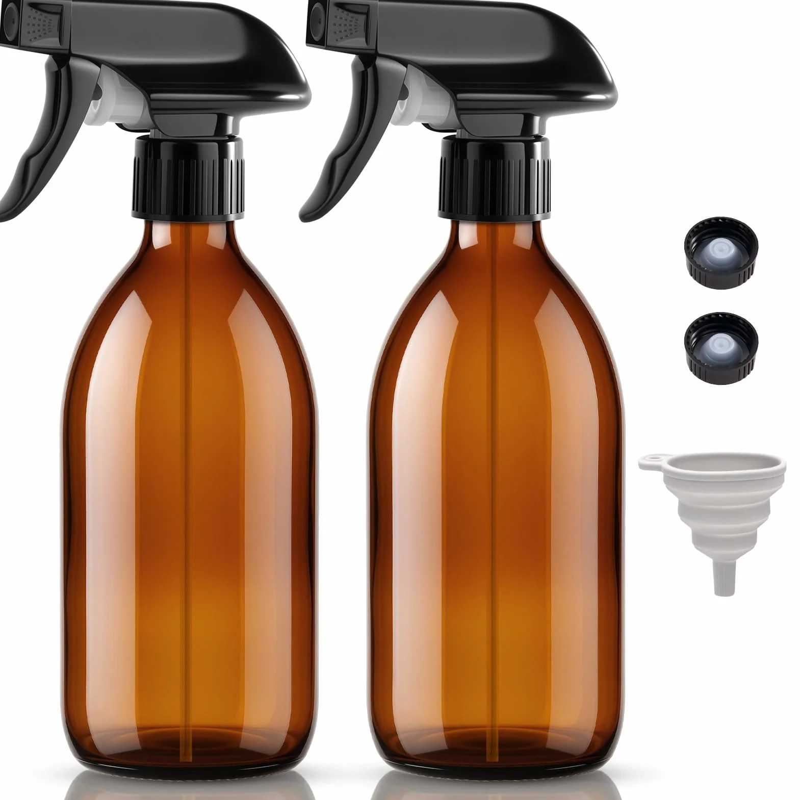 Botellas de Spray Vacías 500ml Vidrio Ámbar Pulverizador para Plantas Limpieza Peluquerías