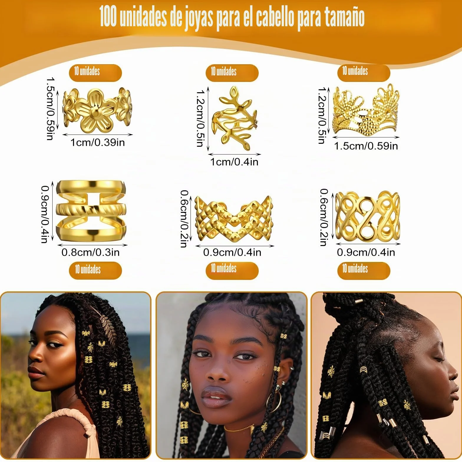 Ouligay Joyería para el Cabello 60 Piezas, Adornos Dorados para Trenzas, Anillos de Cabello Dorados, Accesorio Pirata