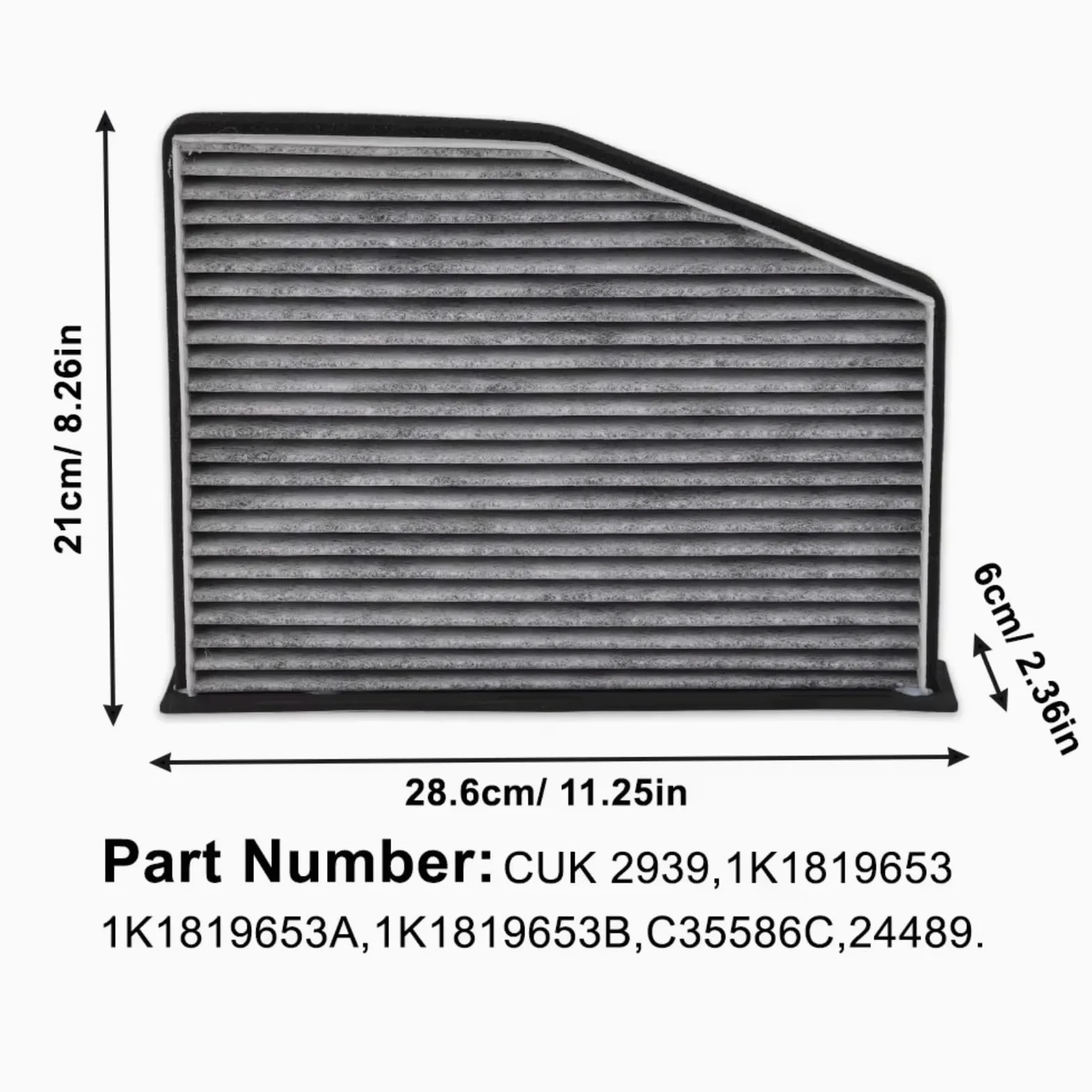 Filtro Aire Cabina Carbono Motor Para TT 2007-2017 A3 2004 Q3 2014-2018 Filtro de aire motor coche | CUK2939, 1K1819653, 1K1819653A, 1K1819653B, C35586C, 24489, ALC-6316, PA4395,