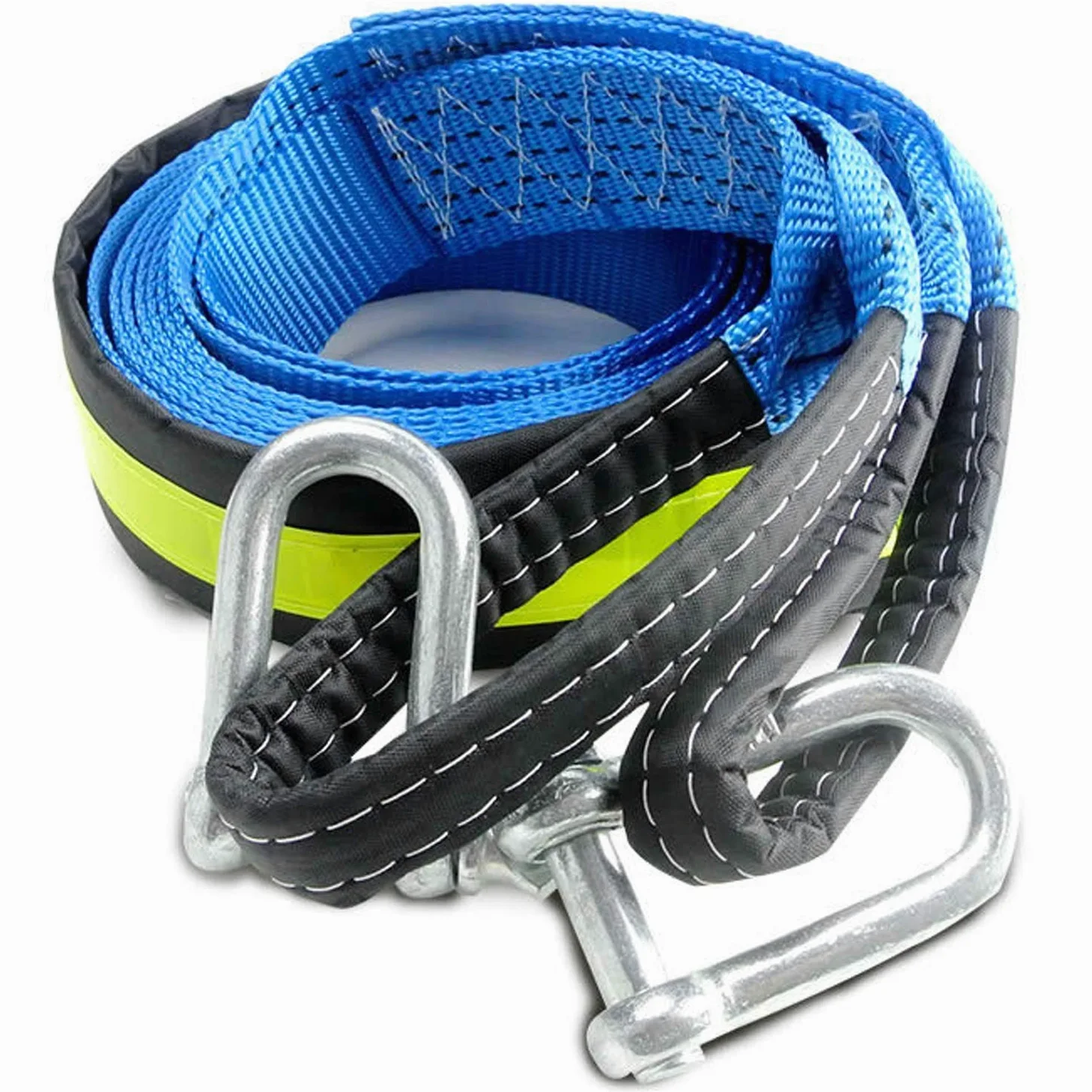 Cuerda de remolque, correa de remolque resistente de 4 x 4, correa de remolque de nailon para coche, SUV, vehículo agrícola, incluye 2 ganchos de seguridad y bolsa de almacenamiento, capacidad de 8