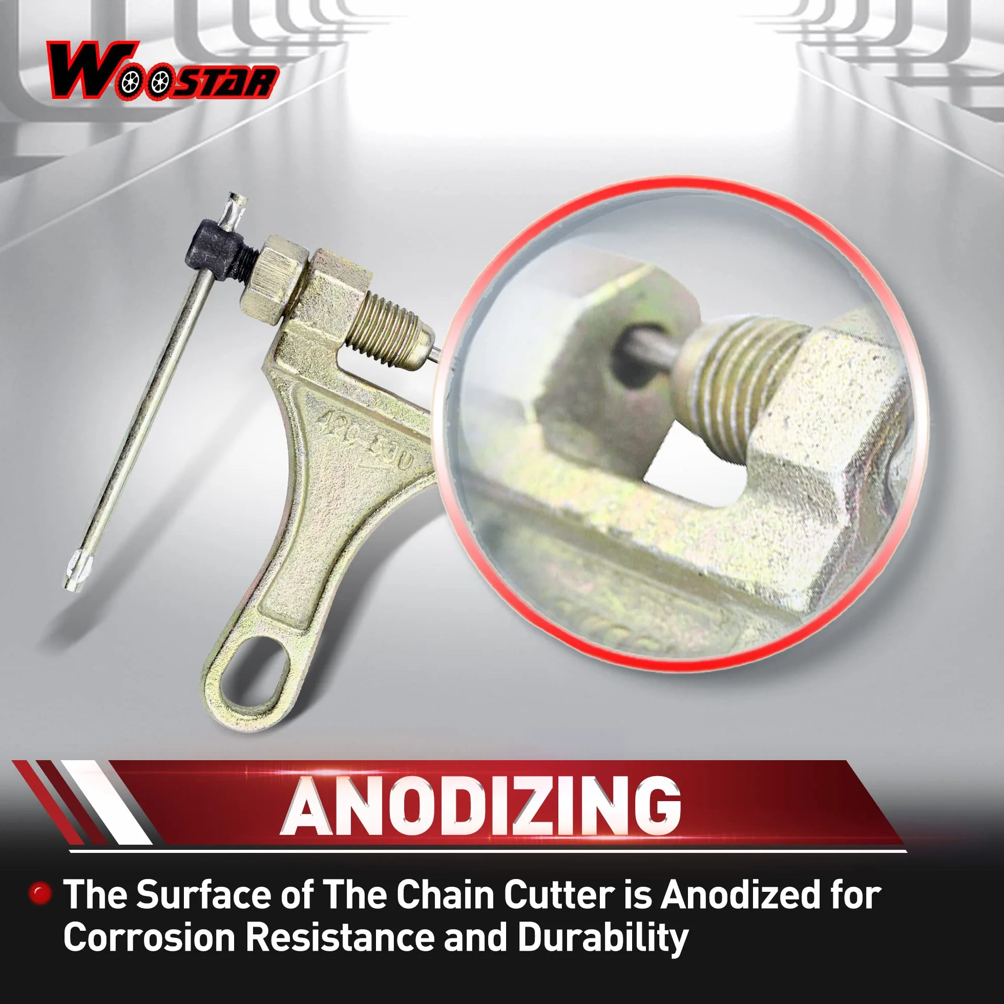 WOOSTAR Herramienta de Cadena para #428 520 525 528 530 Cadenas Pit Bike ATV Quad Go Kart Oro