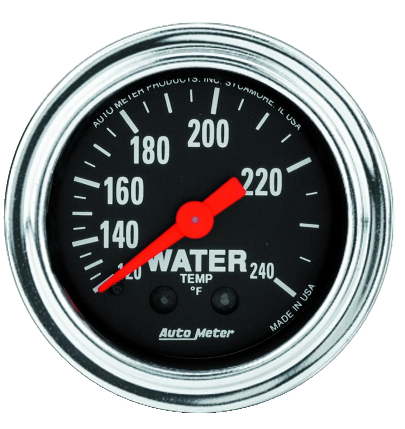 AUTO METER 2433 - Medidor mecánico de temperatura del agua cromado tradicional