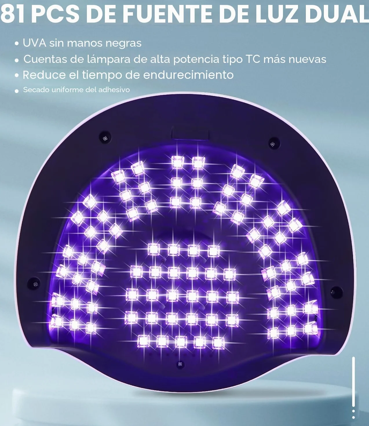 Lámpara de Uñas UV LED 380W, 81 Lámparas, Secadora Rápida con Temporizador y Pantalla LCD para Gel