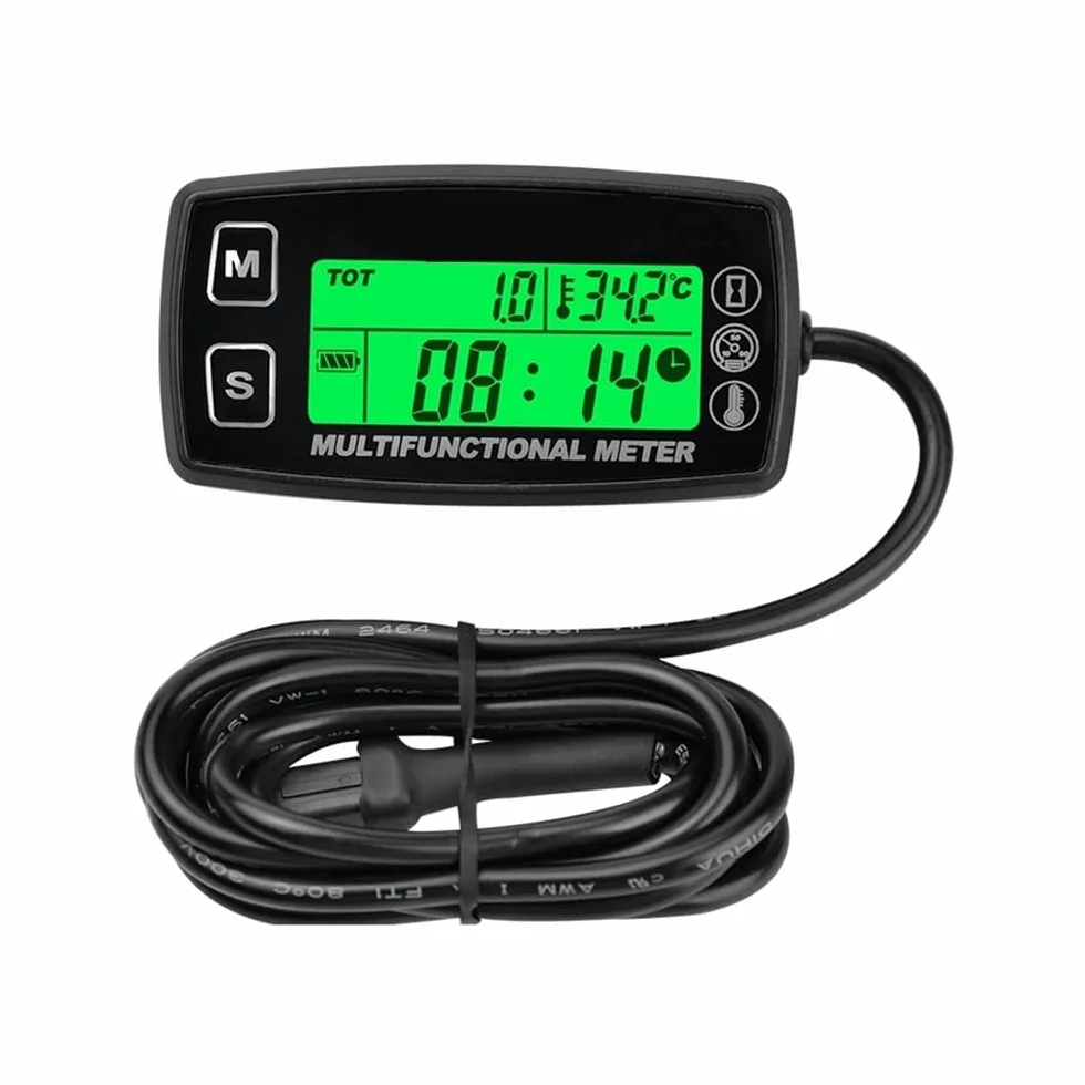 Tacómetro digital, tacómetro digital para motocicleta, medidor de tacómetro inductivo reiniciable, termómetro de horas de temperatura para barcos, motores de gasolina, vehículos todo terreno marinos