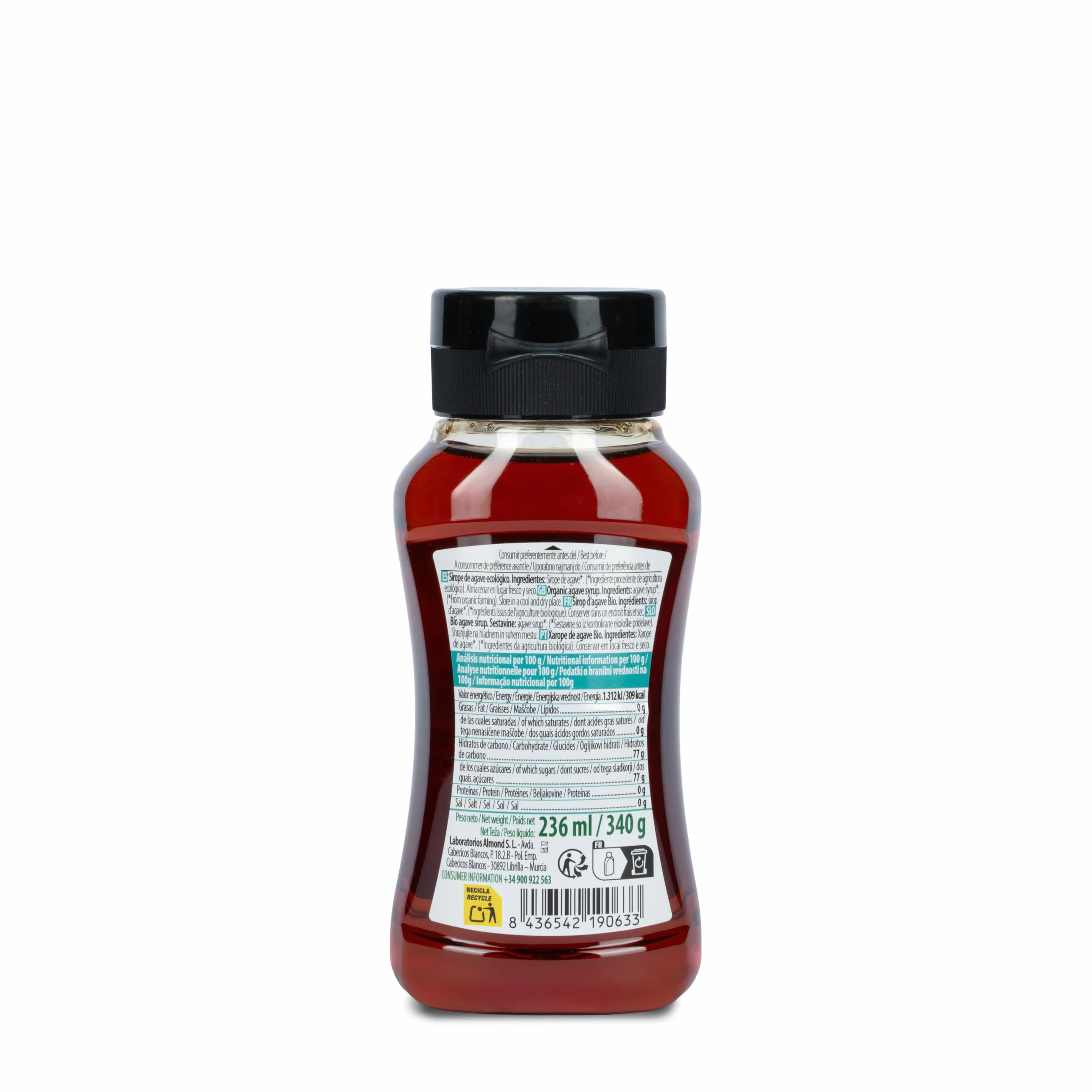 NaturGreen Sirope de Agave 236 ml 340 g, Endulzante Natural, Bajo Índice Glucémico, Edulcorante Bio, Vegano