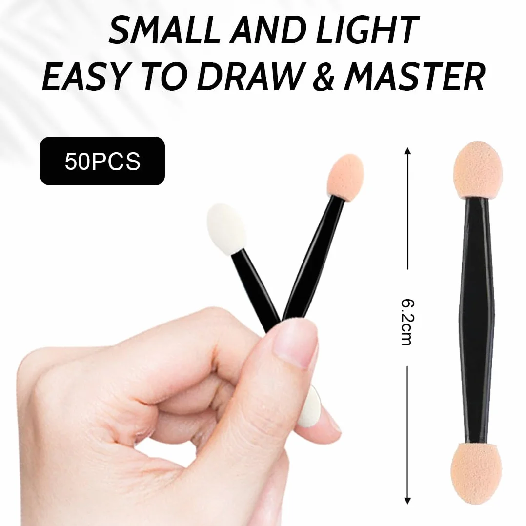 50 Piezas Aplicador de Sombra de Ojos, Pinceles de Espuma Desechables para Maquillaje