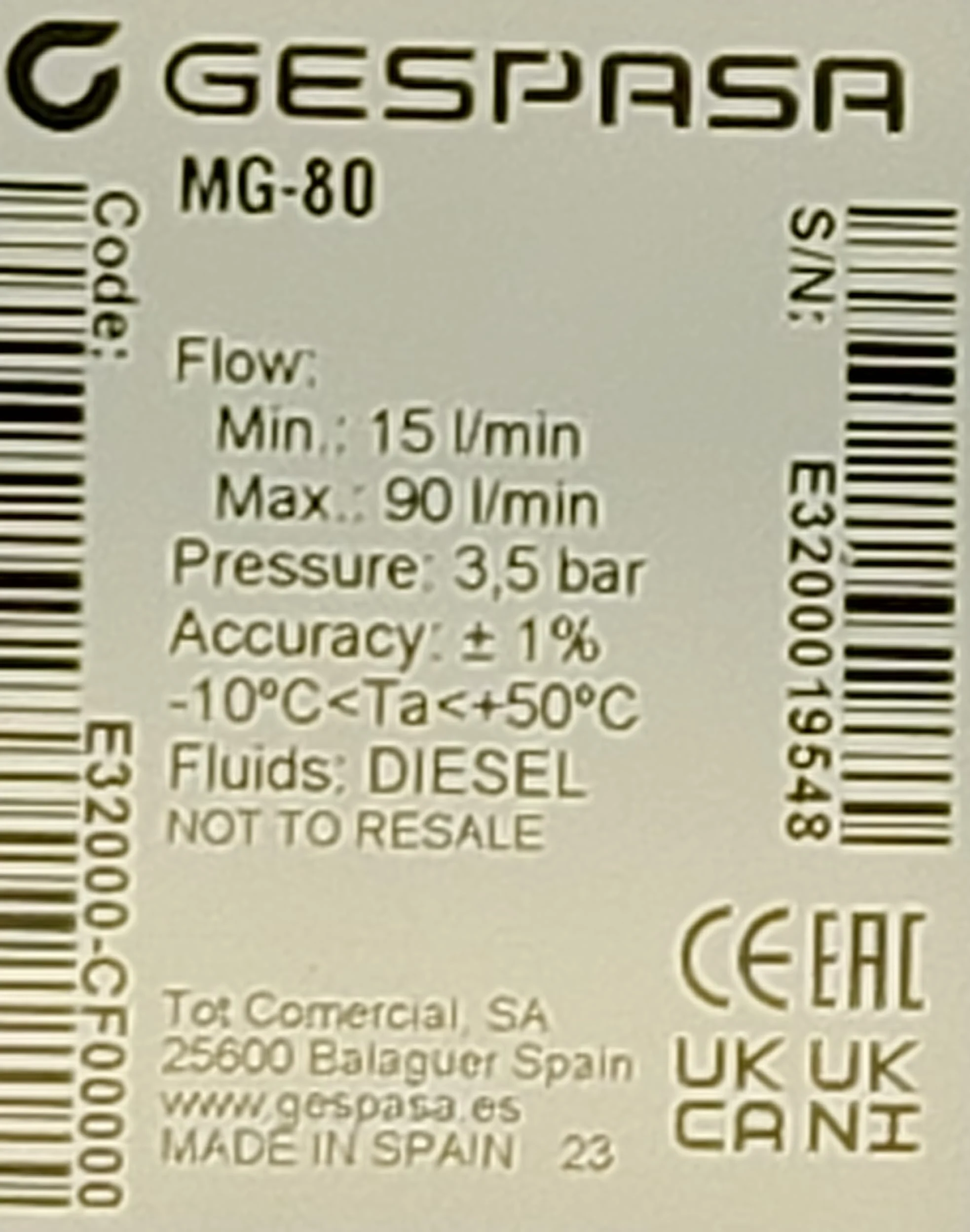 MG-80 · Medidor mecánico