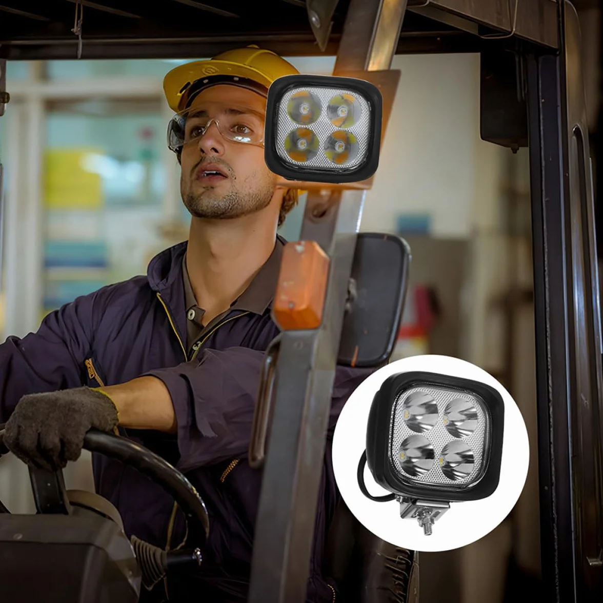 2 Luces LED para Carretilla Elevadora, Focos de Trabajo LED de Alta Potencia, Montaje Completo, Compatibles Varios Modelos, Luz de Conducción para Seguridad y Mejor Visibilidad