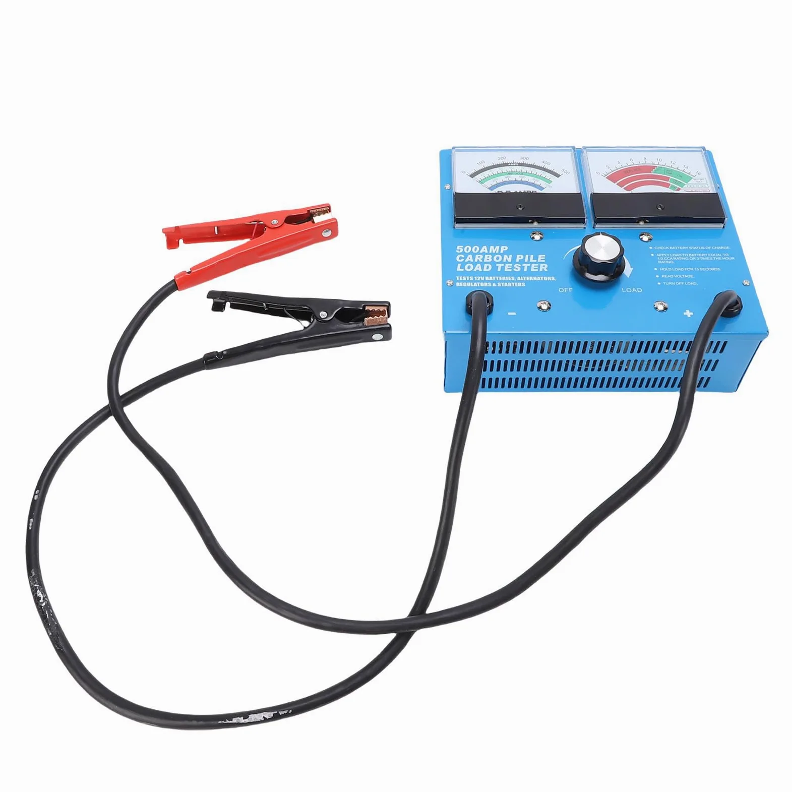 Luocute Probador de Carga de Batería de Coche 1000 CCA, Voltímetro de Probador de Alternador de Carga Automotriz Portátil 500A para Carros Motocicletas