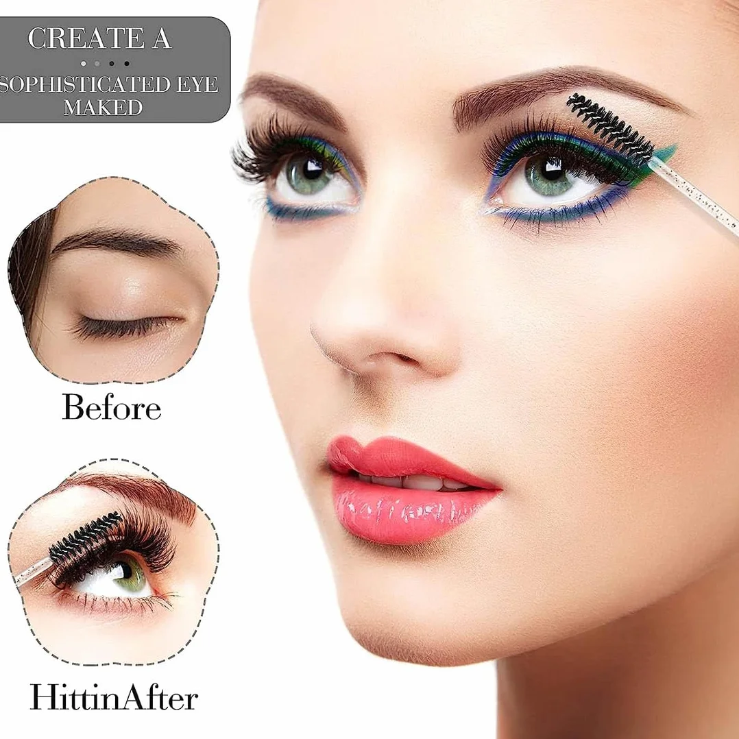 Cepillos Desechables Para Máscara de Pestañas, Aplicador Con Mango de Cristal Para Extensión de Pestañas y Cejas