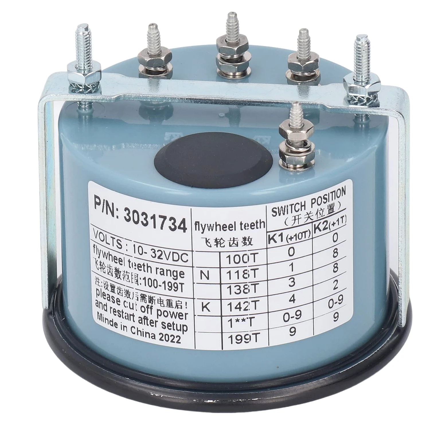 3031734 Medidor de Tacómetro del Motor, Medidor de Tacómetro Azul Universal para Automóvil Luz Negra entre Cambios 0-3000 RPM Indicador de Presión de Aceite para Generador DC10-32V