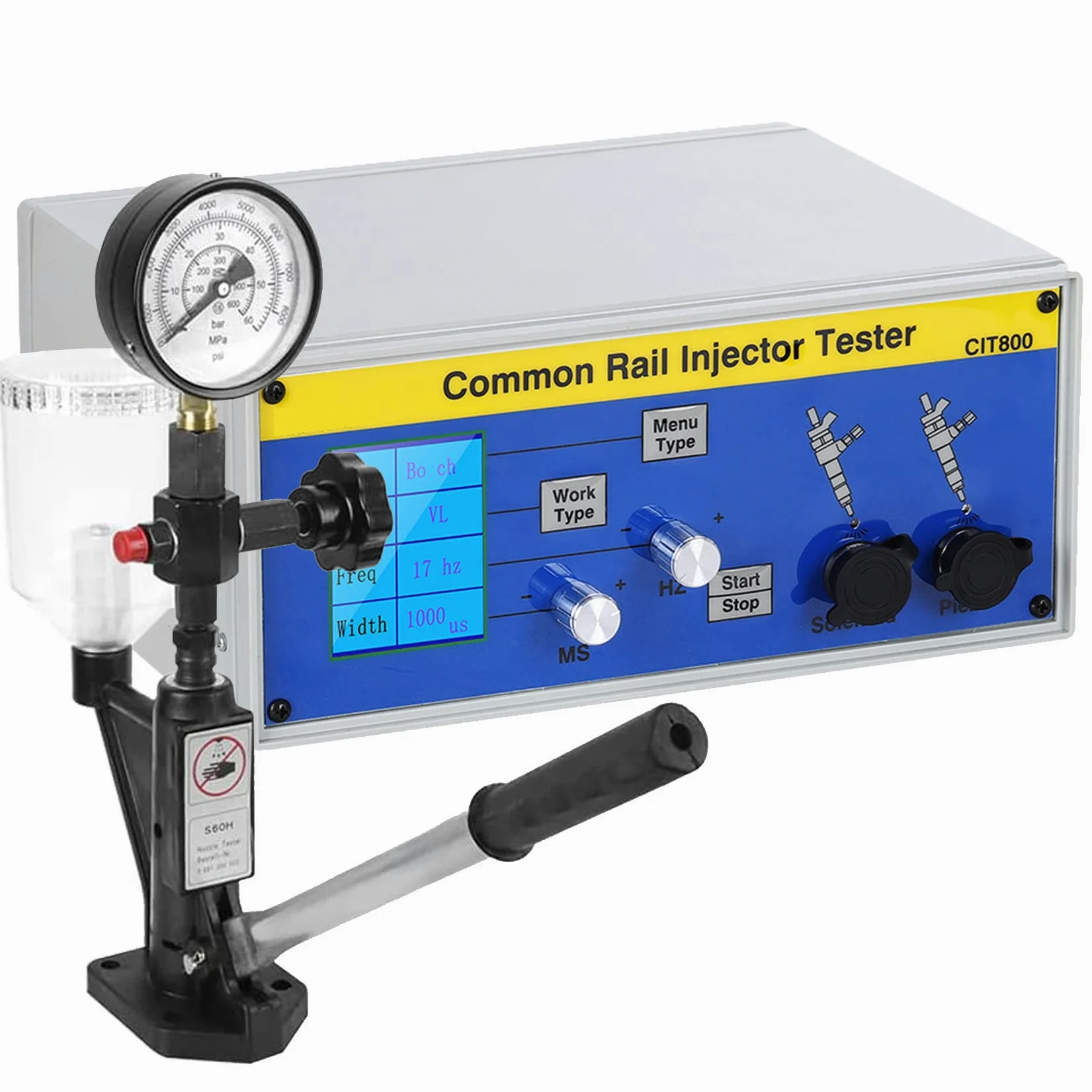 Kit de compresión del probador de inyectores Diesel, probador de inyectores Common Rail Diesel CIT800, probador de boquillas de inyectores Diesel + validador de inyectores S60H