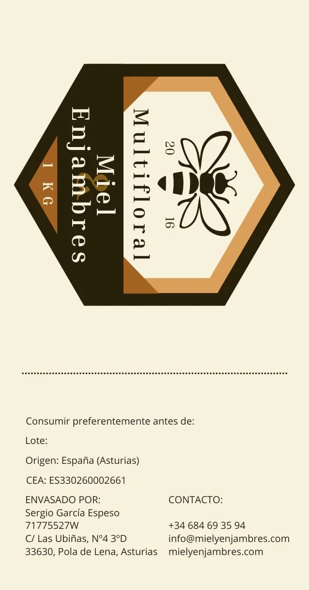 Miel Natural Pura Artesanal Multifloral 1 kg Asturias España