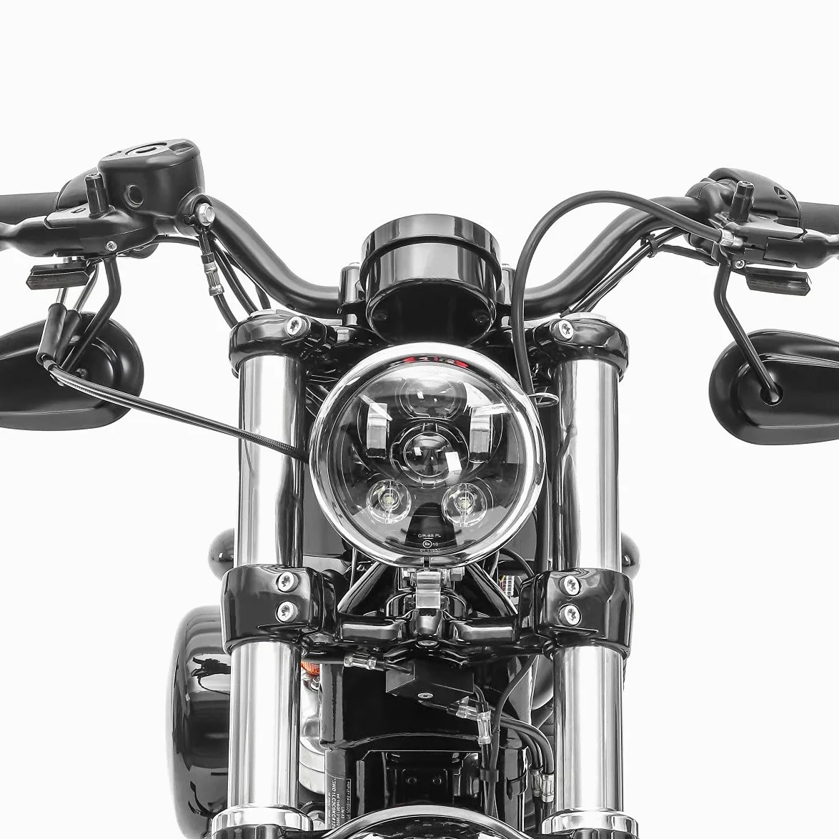Set Faro LED Moto 7" Negro + LED Intermitentes Manillar Moto XS Tintado