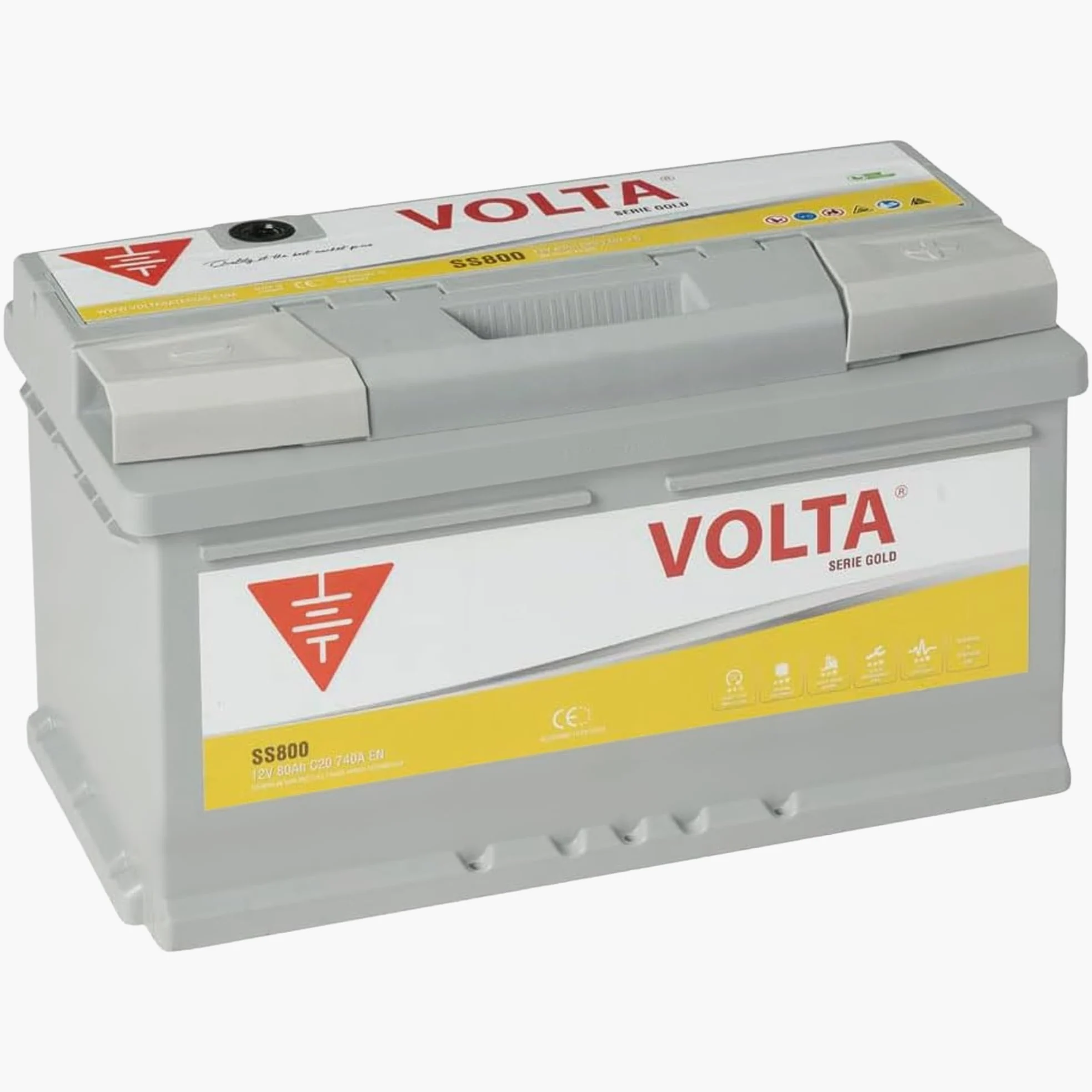 Bateria de Coche Gold 80Ah 740A Volta SS800D - Start Stop - Borne +Dcha - Medidas Largo 315 x Ancho 175 x Alto 175 mm con 2 años de Garantía - Fabricación Europea.