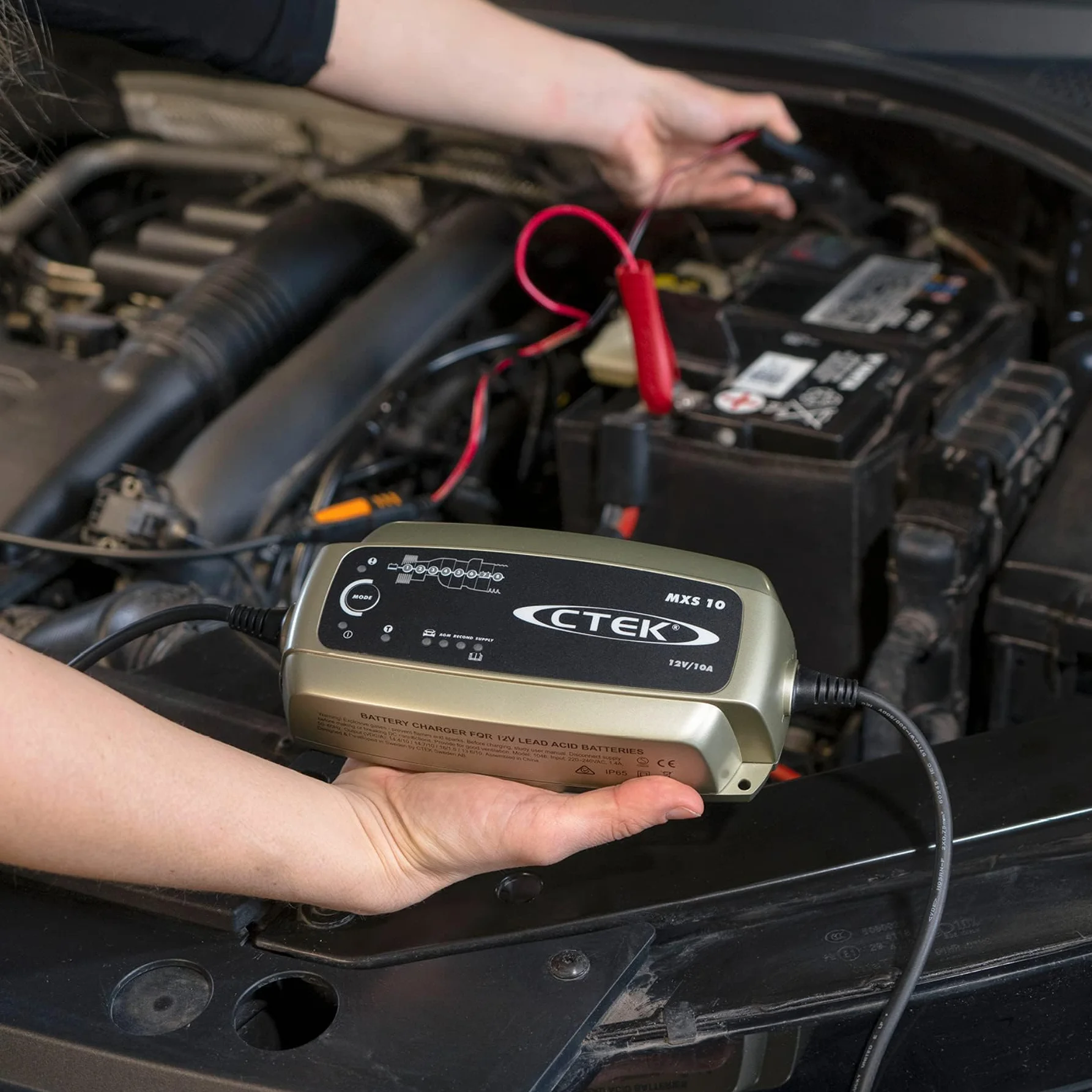 CTEK MXS 10 Cargador Batería 12V 10A, para Baterías De Vehículos Más Grandes, Barco, Camión y Caravana, Desulfatador De Batería con Función De Alimentación Y Opción AGM Dedicada