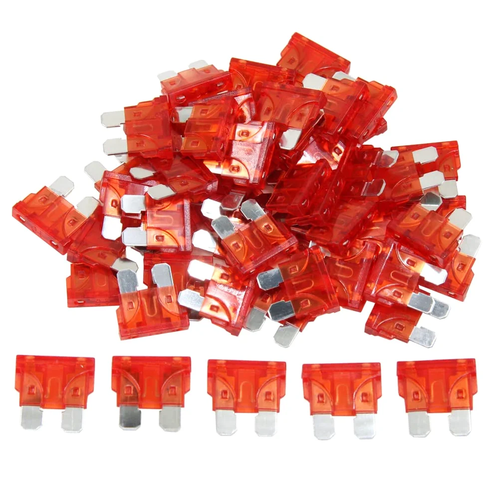 (55 piezas) Fusible de hoja estándar de 10 amperios, fusible automotriz de 10 A para automóvil y camión