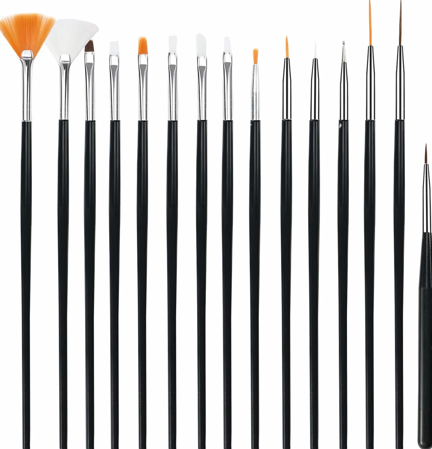 15pcs Pinceles Para Uñas, Pincel Acrílico de Gel Para Diseño de Arte de Uñas DIY