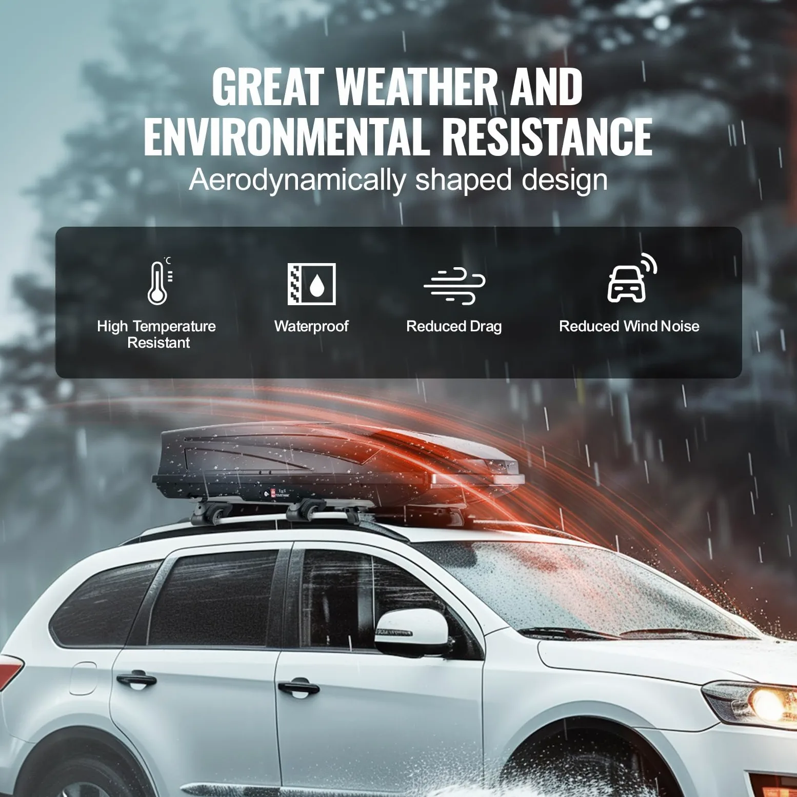 VEVOR Cofre de Techo 480 L Portaequipajes de Techo Rígido de ABS con Apertura de Doble Cara 2 Correas Reforzadas Aerodinámico Maletero Techo Coche para la Mayoría de Travesaños, Coche, SUV, Negro